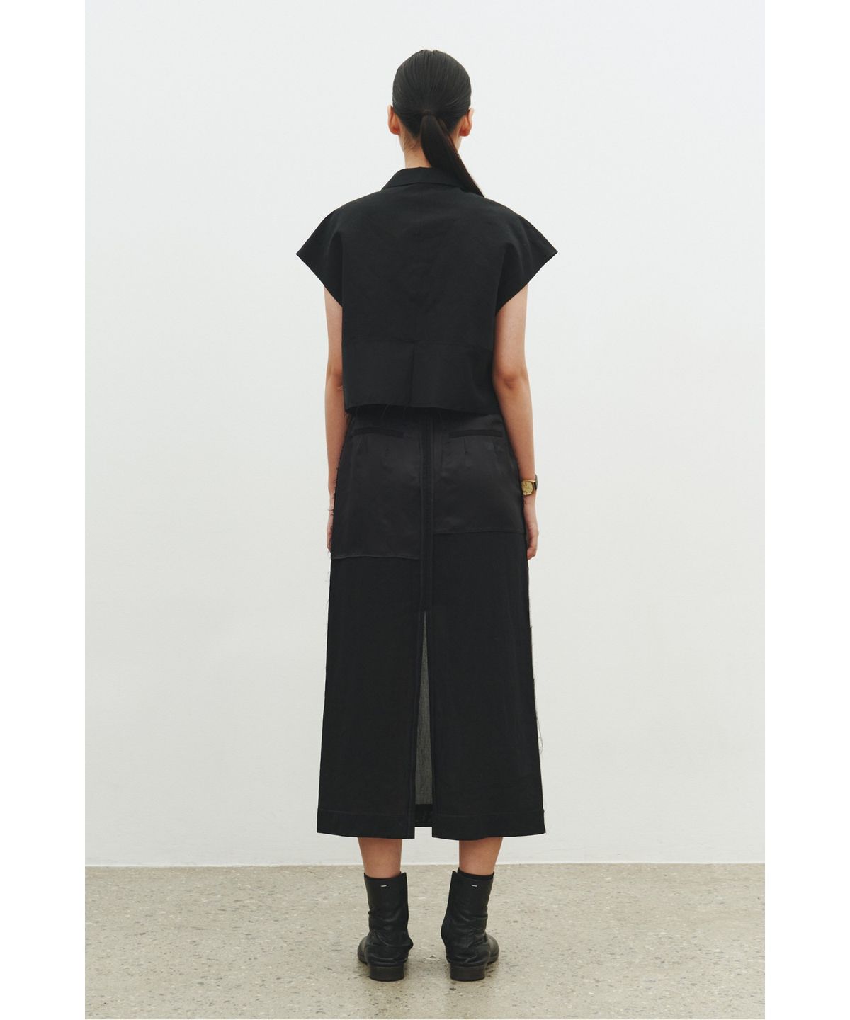 래코드(RECODE) Inside-out Sheer Skirt_RQKAM25553BKX