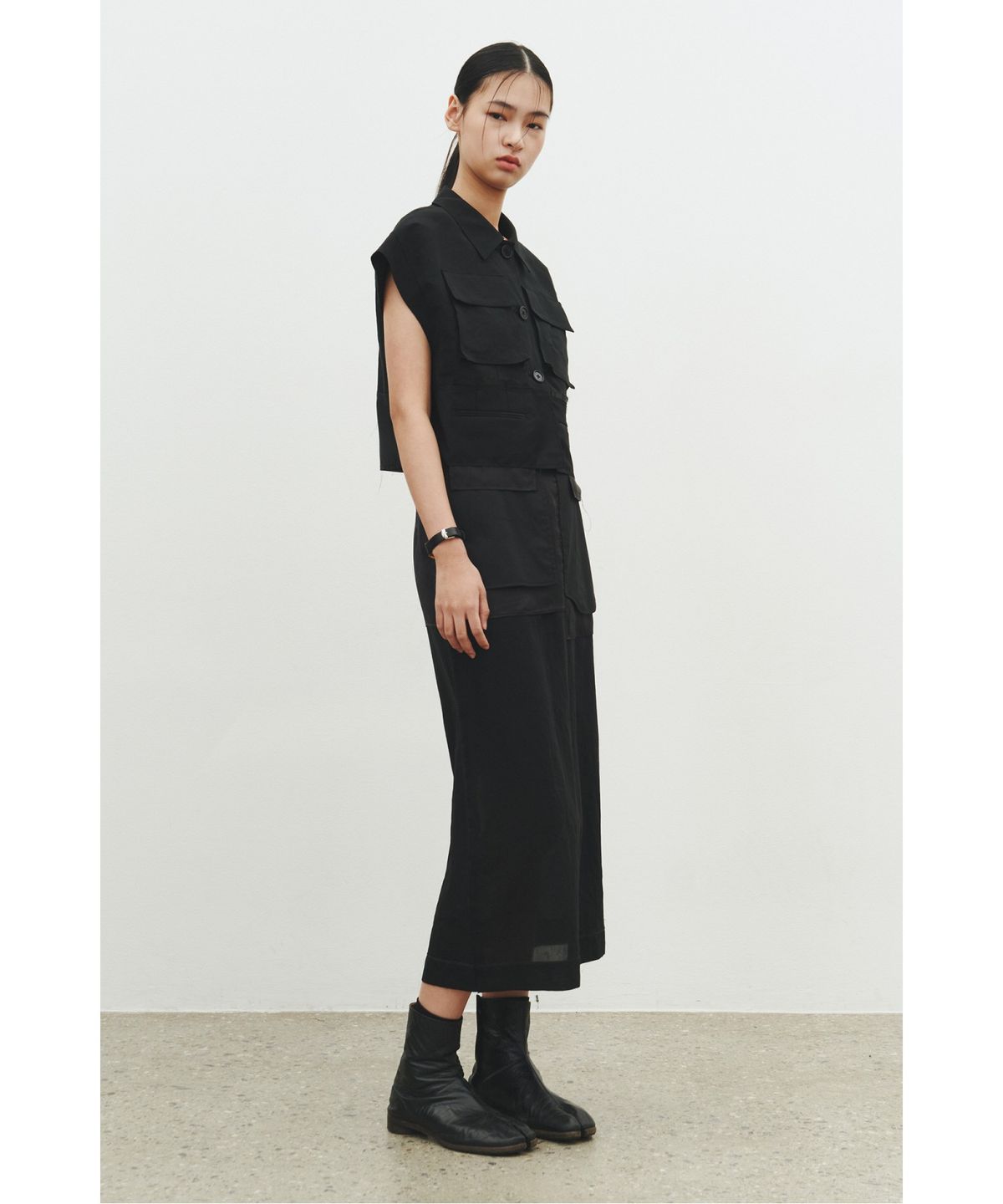 래코드(RECODE) Inside-out Sheer Skirt_RQKAM25553BKX