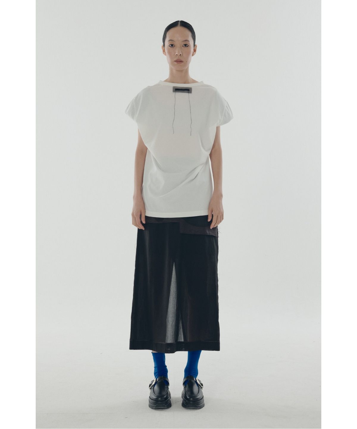 래코드(RECODE) Inside-out Sheer Skirt_RQKAM25553BKX