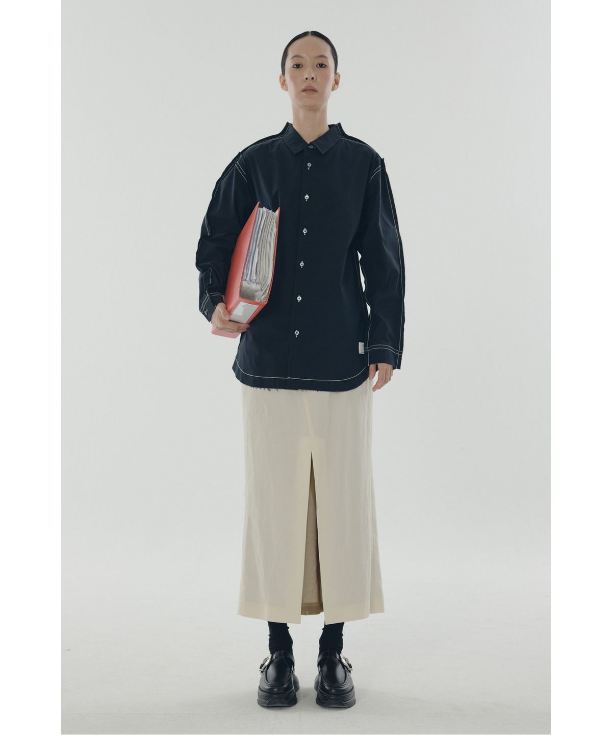 래코드(RECODE) Mixed-Media Mermaid Skirt_RQKAM25551IVX