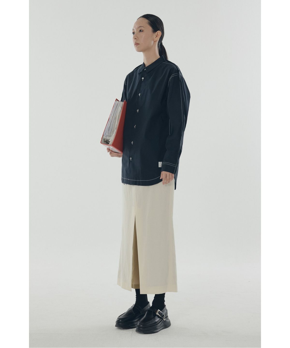래코드(RECODE) Mixed-Media Mermaid Skirt_RQKAM25551IVX