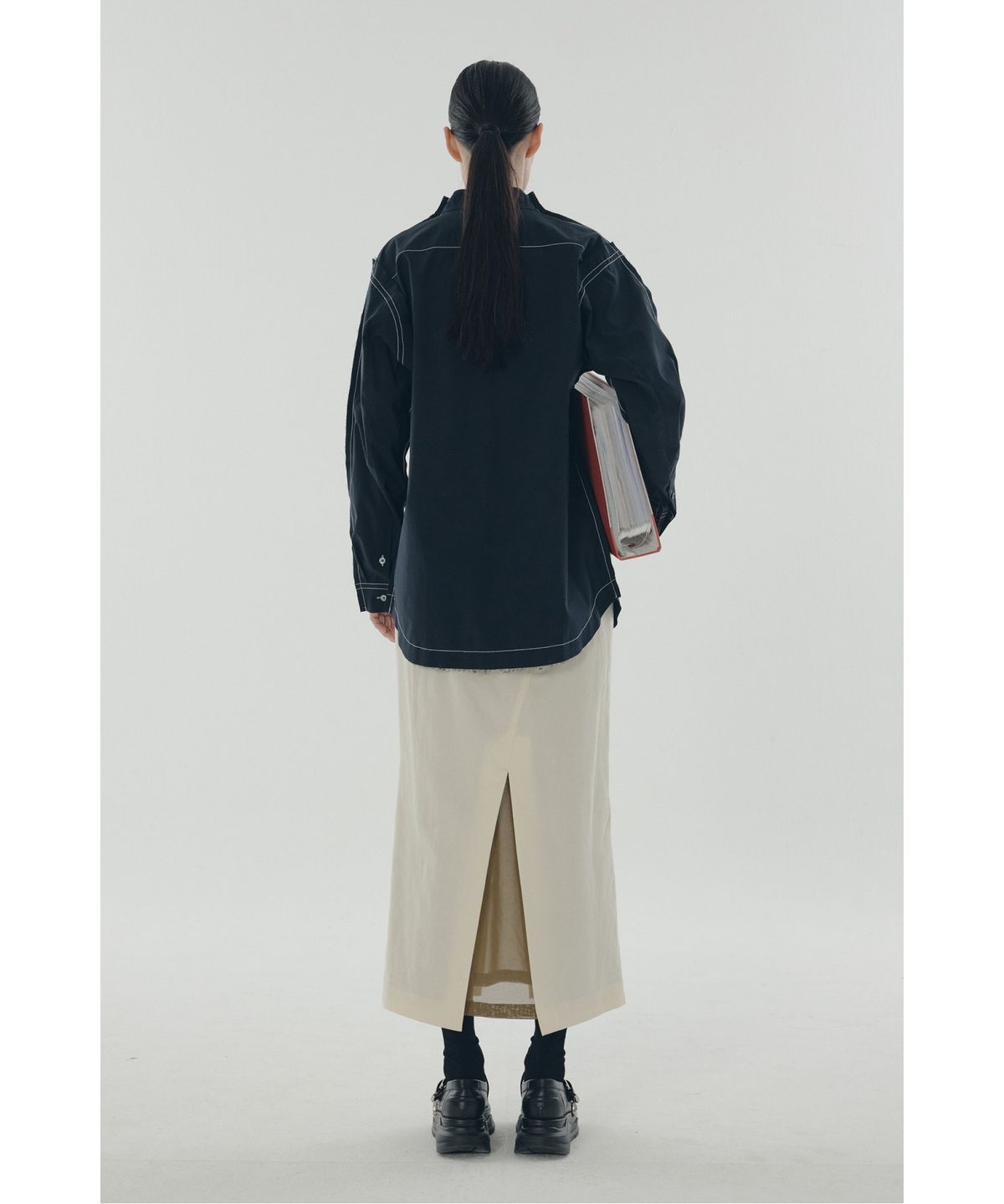 래코드(RECODE) Mixed-Media Mermaid Skirt_RQKAM25551IVX