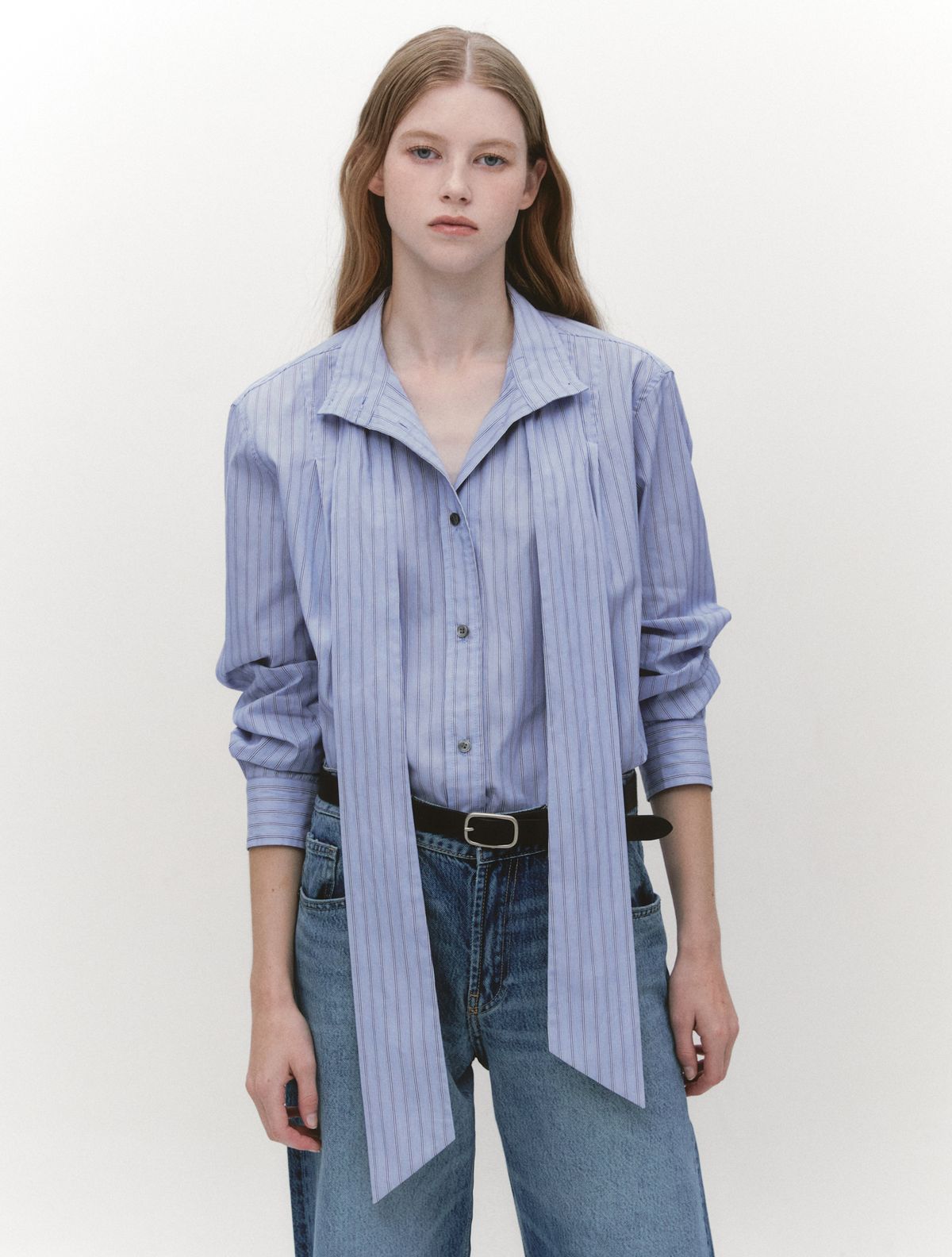 그레이데시온(GRAYDATION) High Neck Tie Shirts BLUE