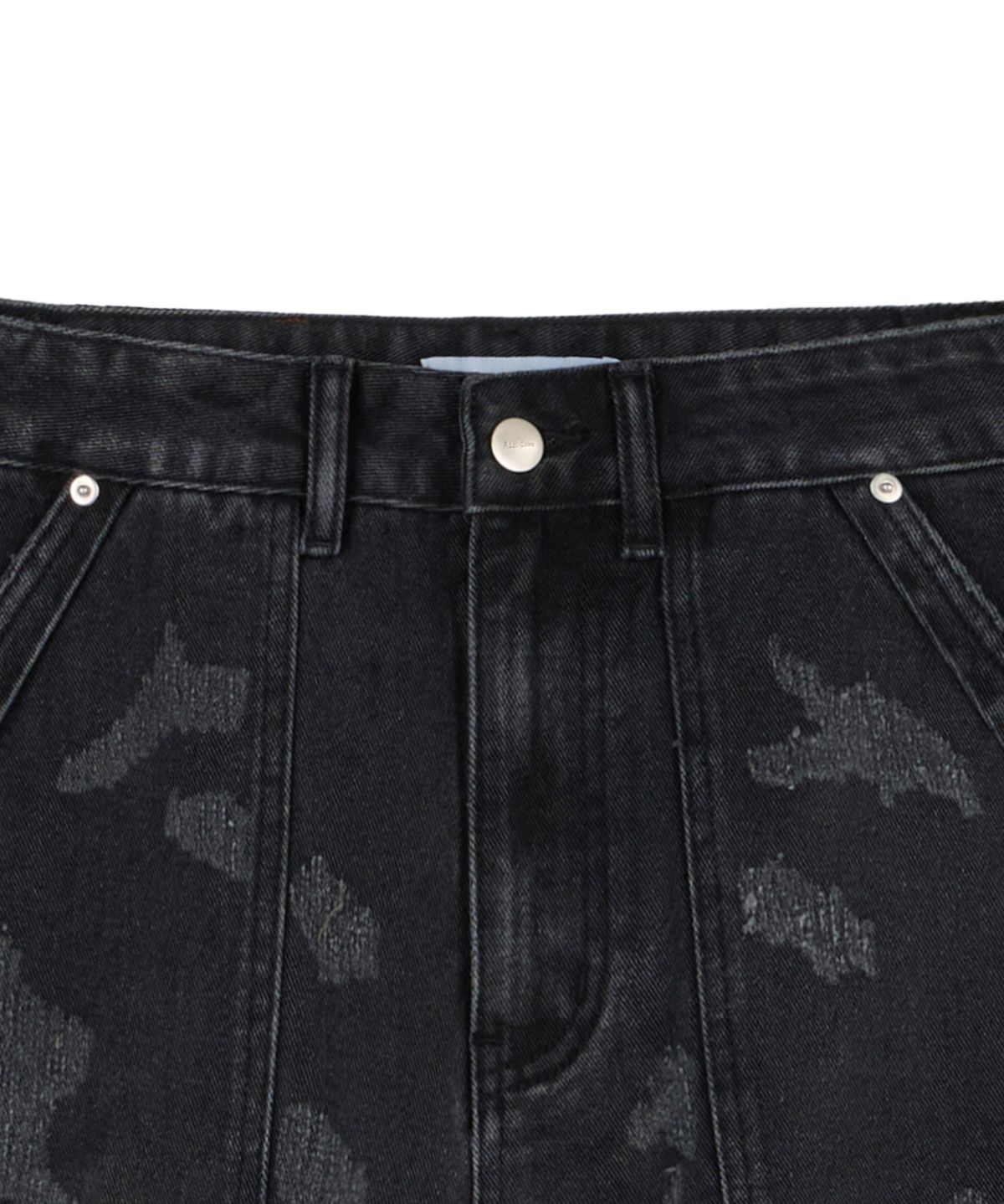 락케이크(ROCKCAKE) Damaged Bermuda Denim Pants - Black