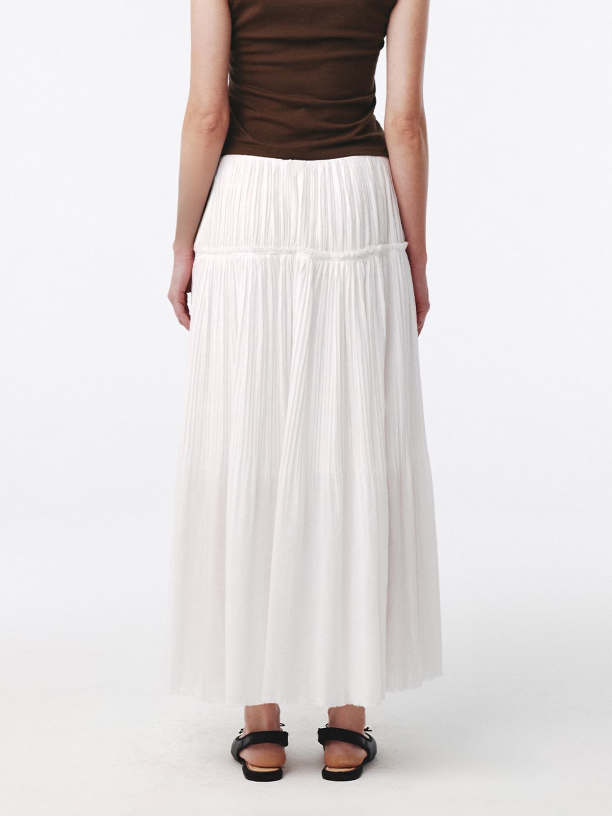 기준(KIJUN) Pure Pleats Maxi Skirt Off-White