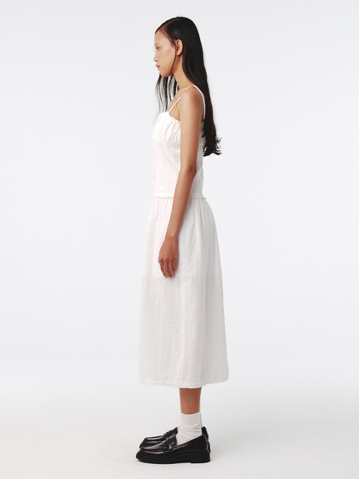 기준(KIJUN) Button Up Lace Dress Off-White