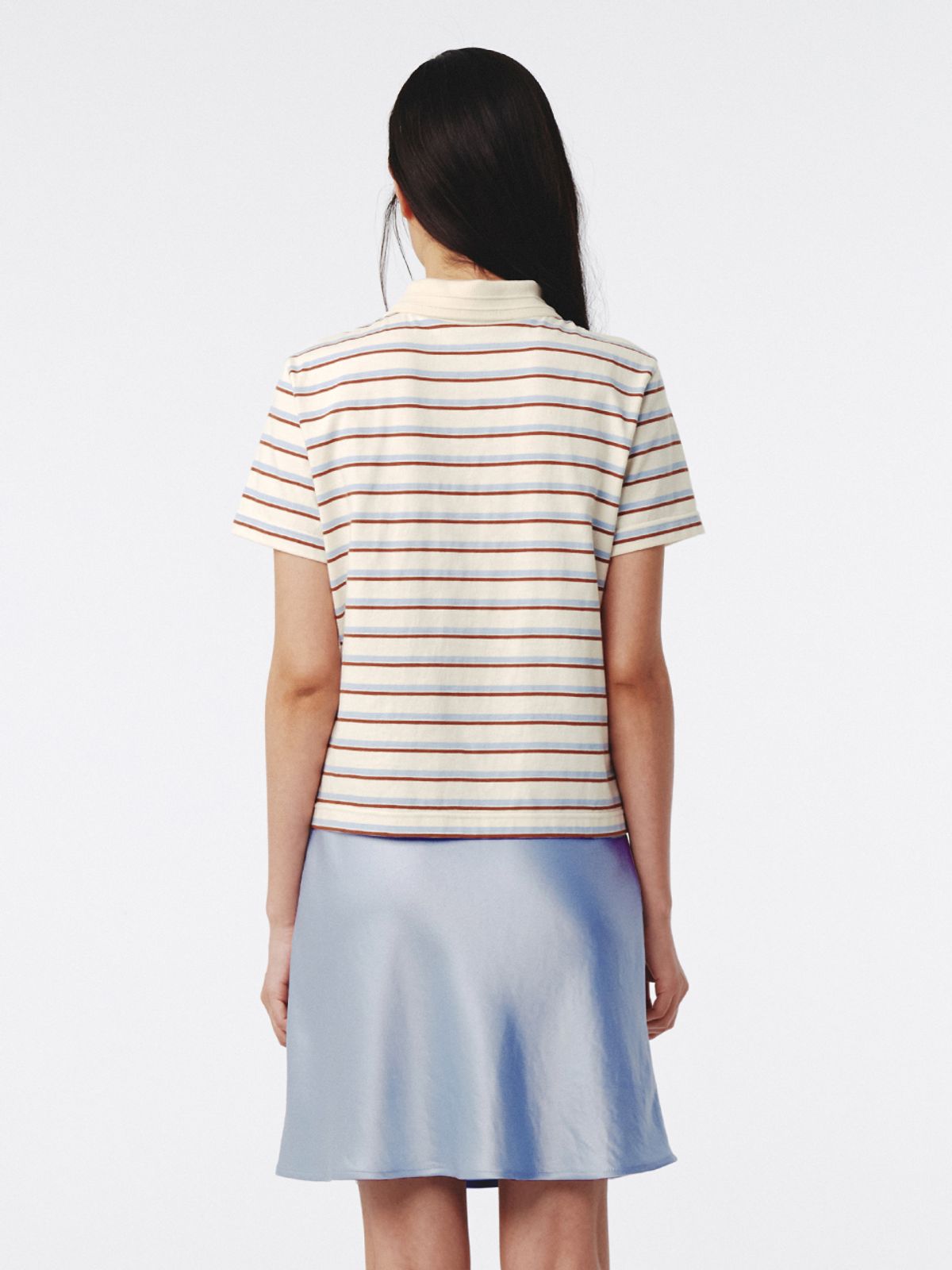 기준(KIJUN) Stripe Cotton Polo Shirt Ivory