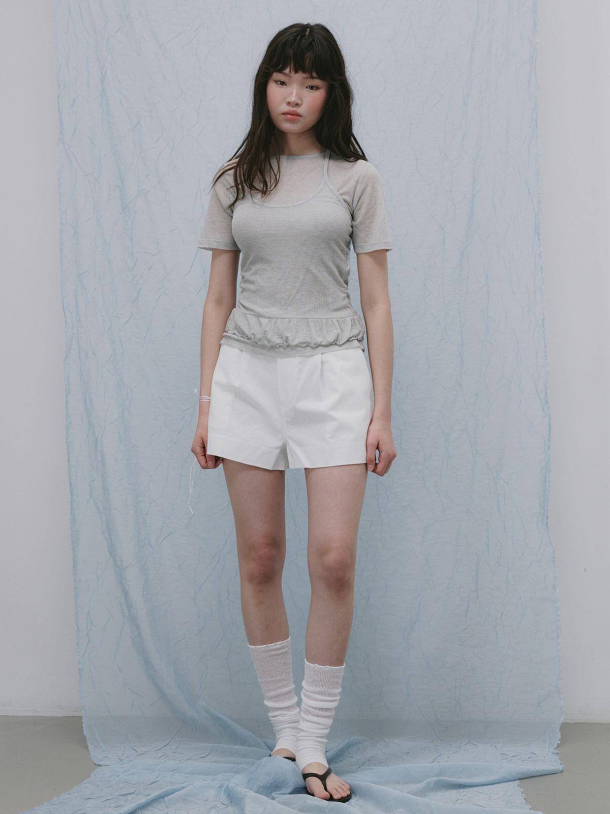 플라드주르(PLATDUJOUR) Cotton shorts (Ivory)
