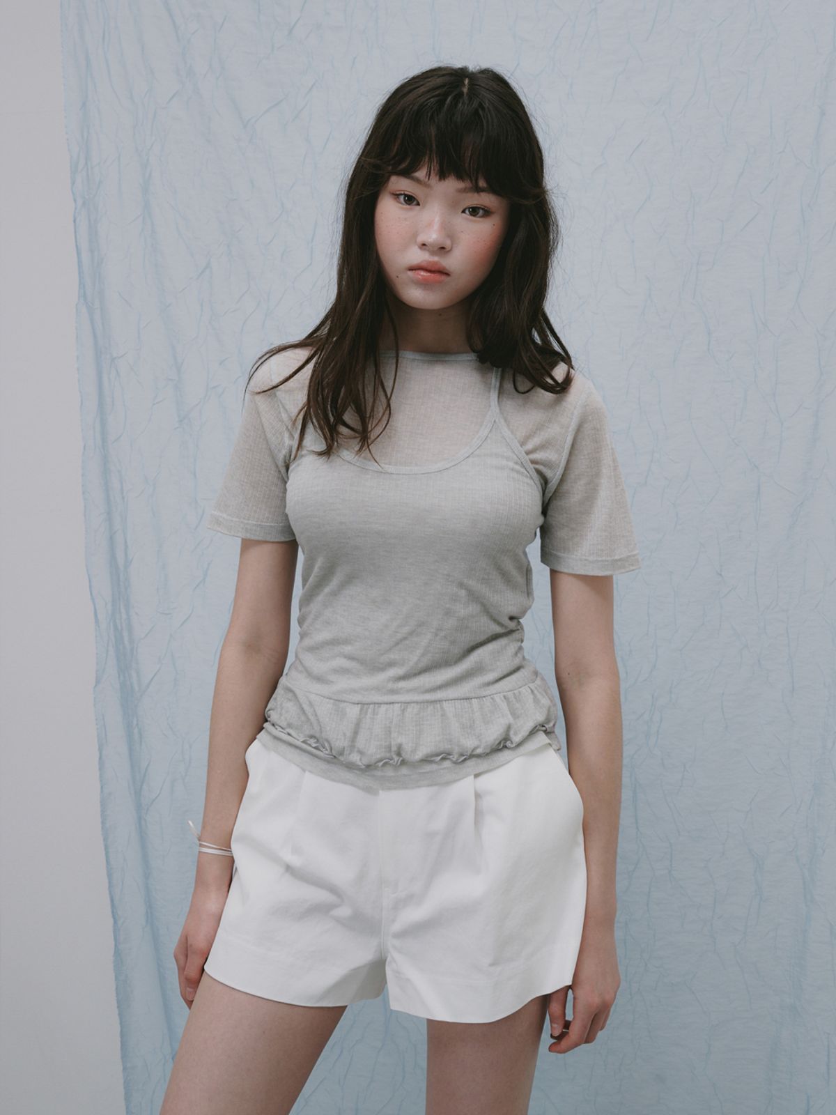 플라드주르(PLATDUJOUR) Cotton shorts (Ivory)