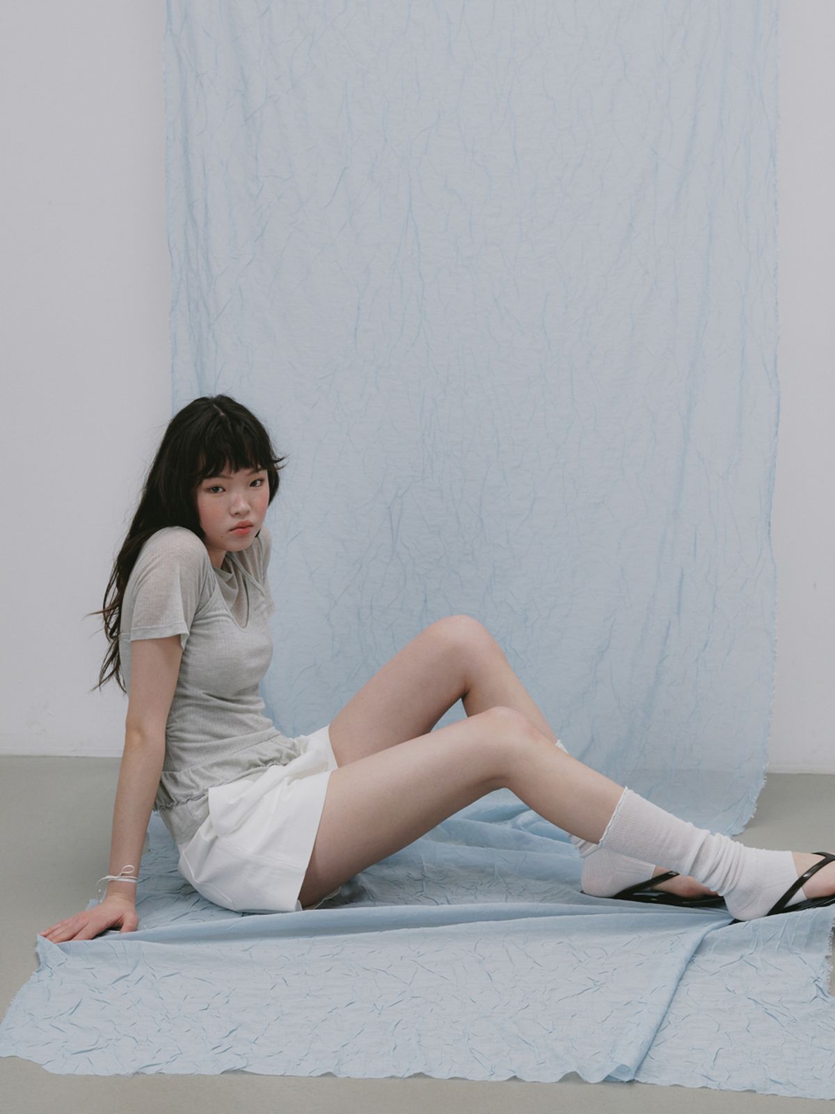 플라드주르(PLATDUJOUR) Cotton shorts (Ivory)