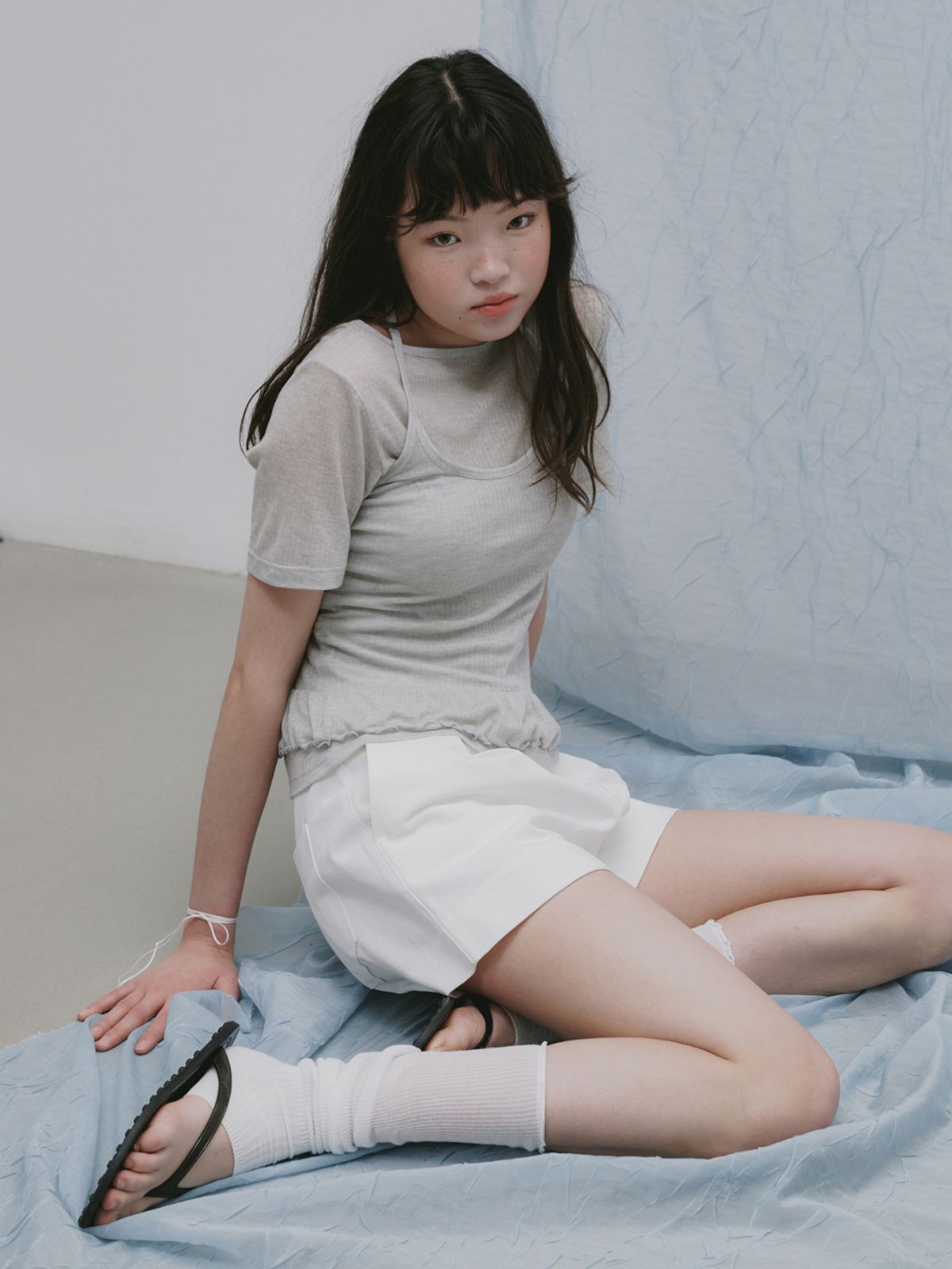 플라드주르(PLATDUJOUR) Cotton shorts (Ivory)