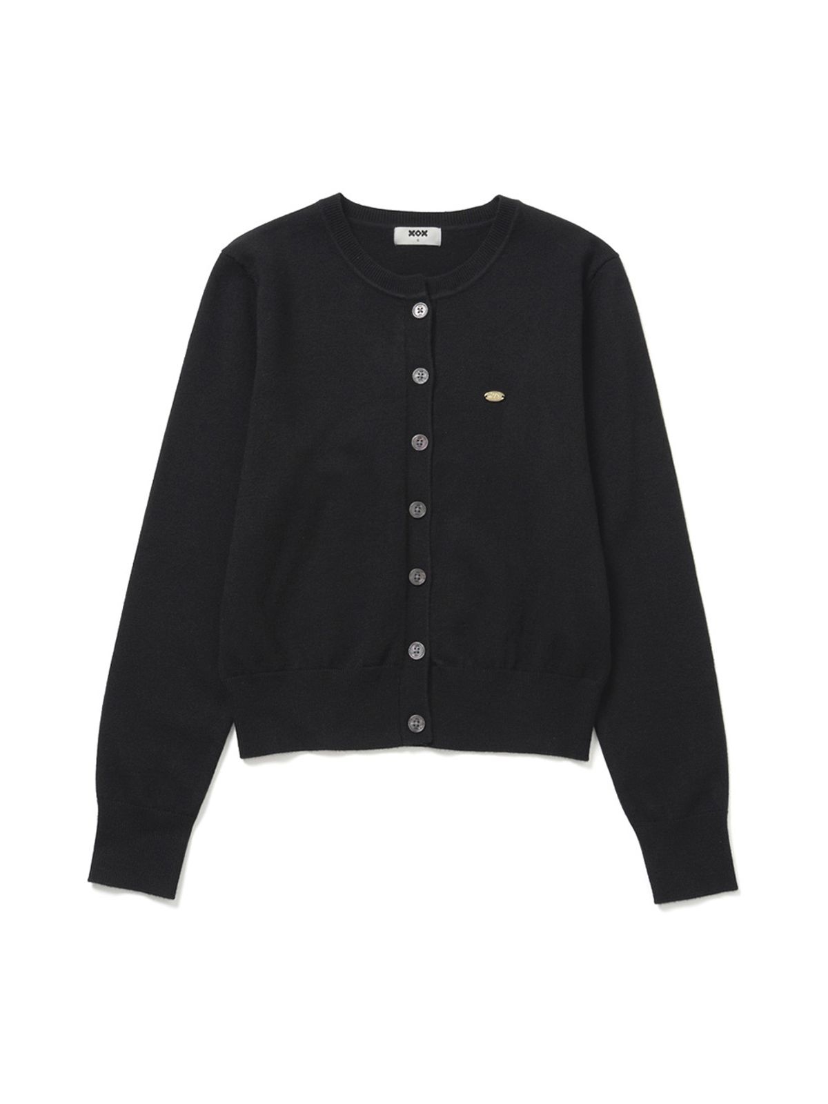 엑스오엑스(XOX) (우먼)에센셜 라운드 크롭 니트 가디건 [BLACK]