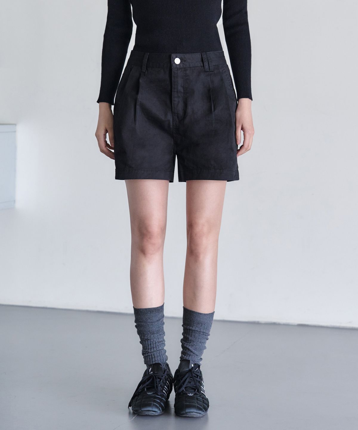 데케트 우먼(DECET WOMEN) 2Pleats Shorts DCWPT016Black