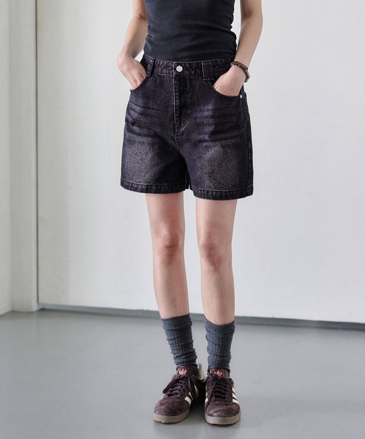 데케트 우먼(DECET WOMEN) Signature Denim Shorts DCWPT007BlackPink