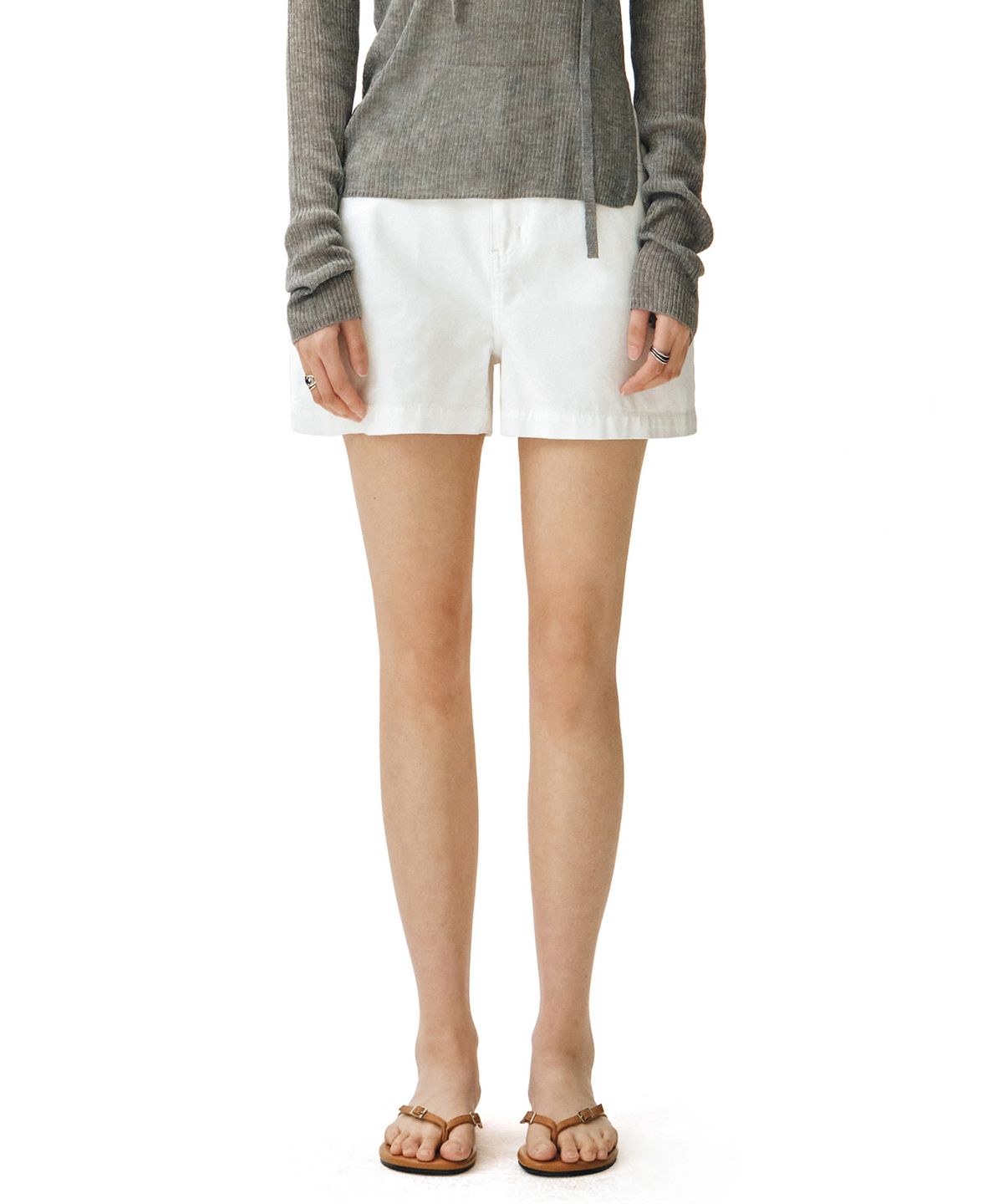 데케트 우먼(DECET WOMEN) Signature Denim Shorts DCWPT007Ivory