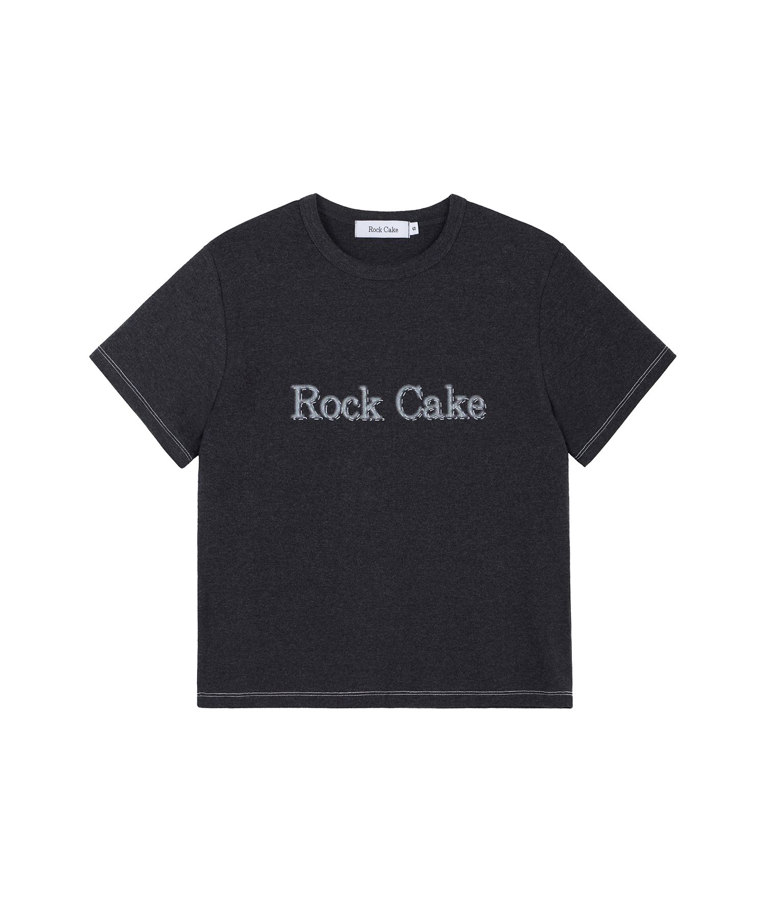 MUSINSA | ROCKCAKE Stitch Logo Printing Top - Charcoal