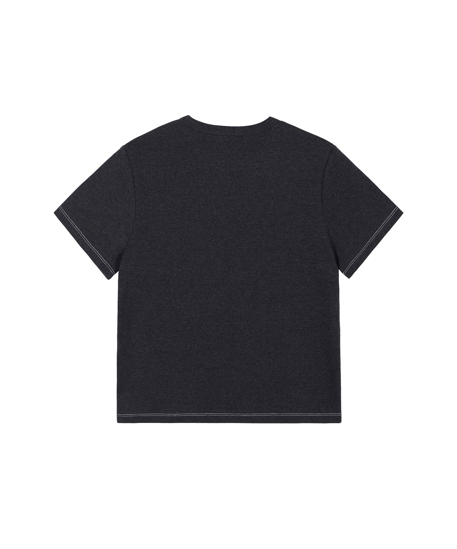 MUSINSA | ROCKCAKE Stitch Logo Printing Top - Charcoal