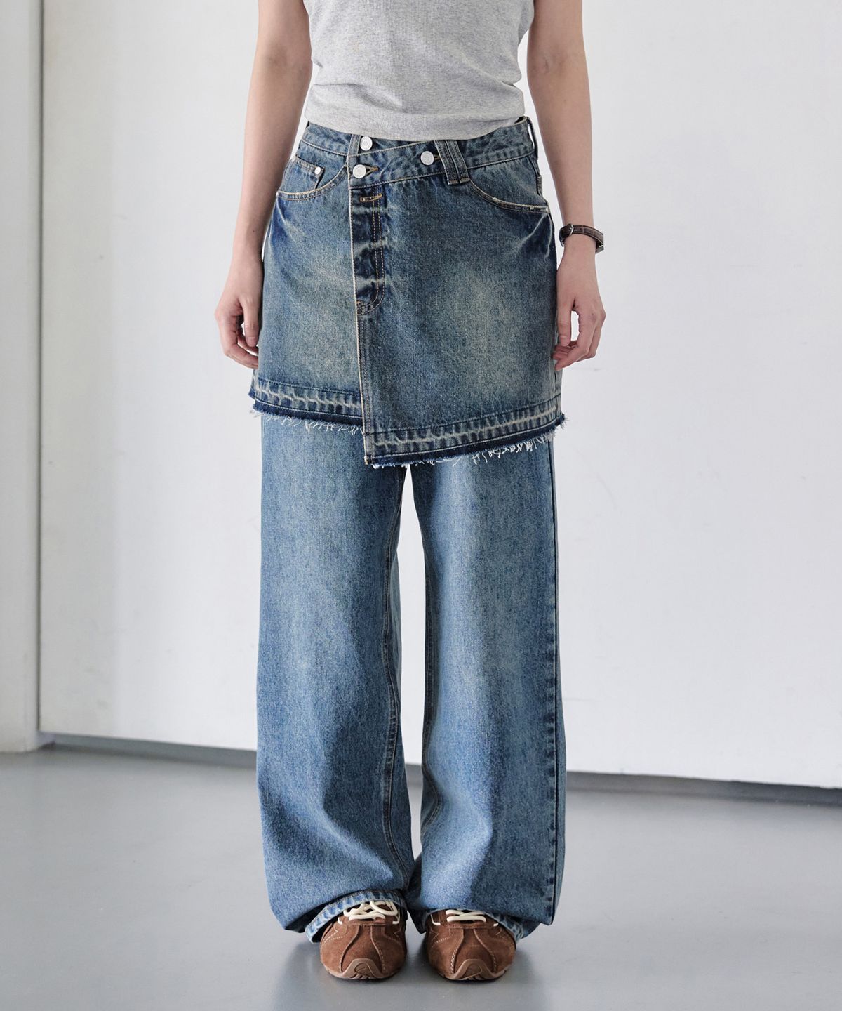 데케트 우먼(DECET WOMEN) Wrap Skirt DCSK005Blue