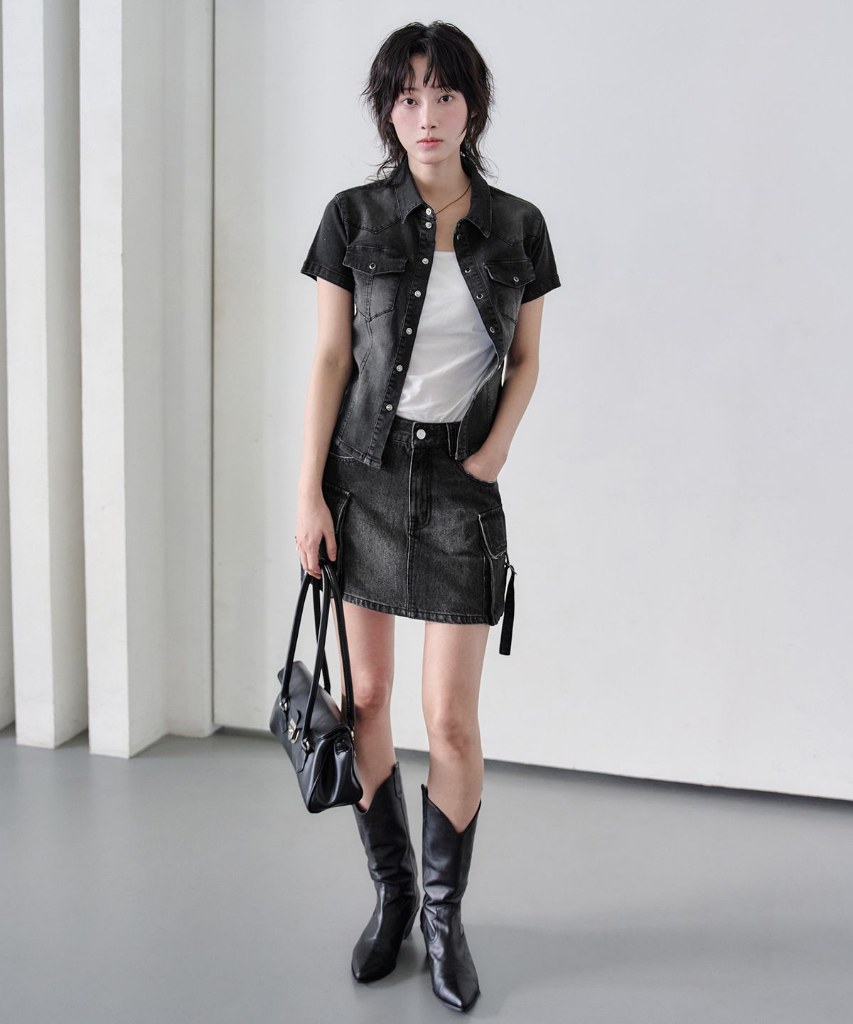 데케트 우먼(DECET WOMEN) Cargo Mini Skirt DCSK004BlackA