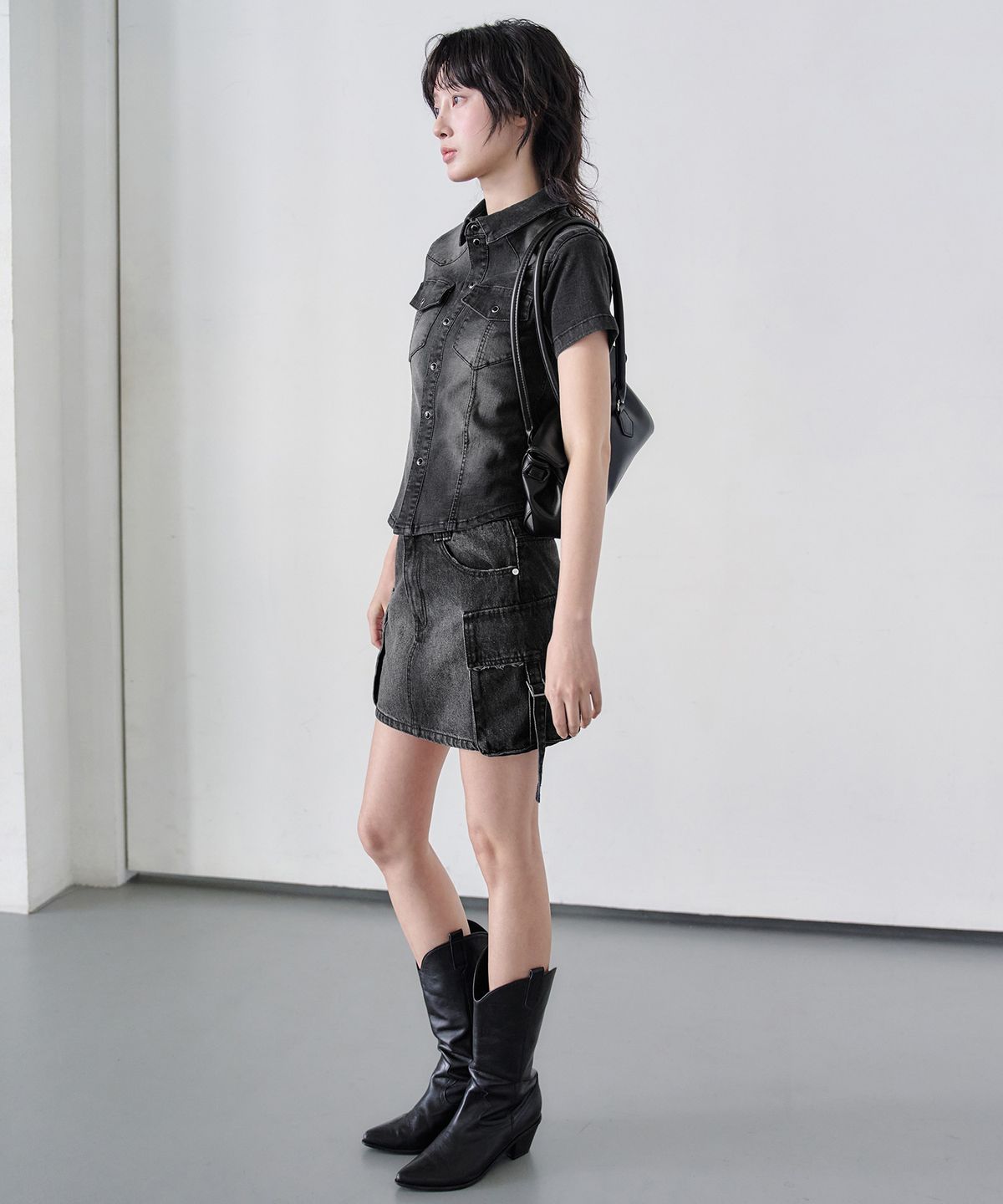 데케트 우먼(DECET WOMEN) Cargo Mini Skirt DCSK004BlackA