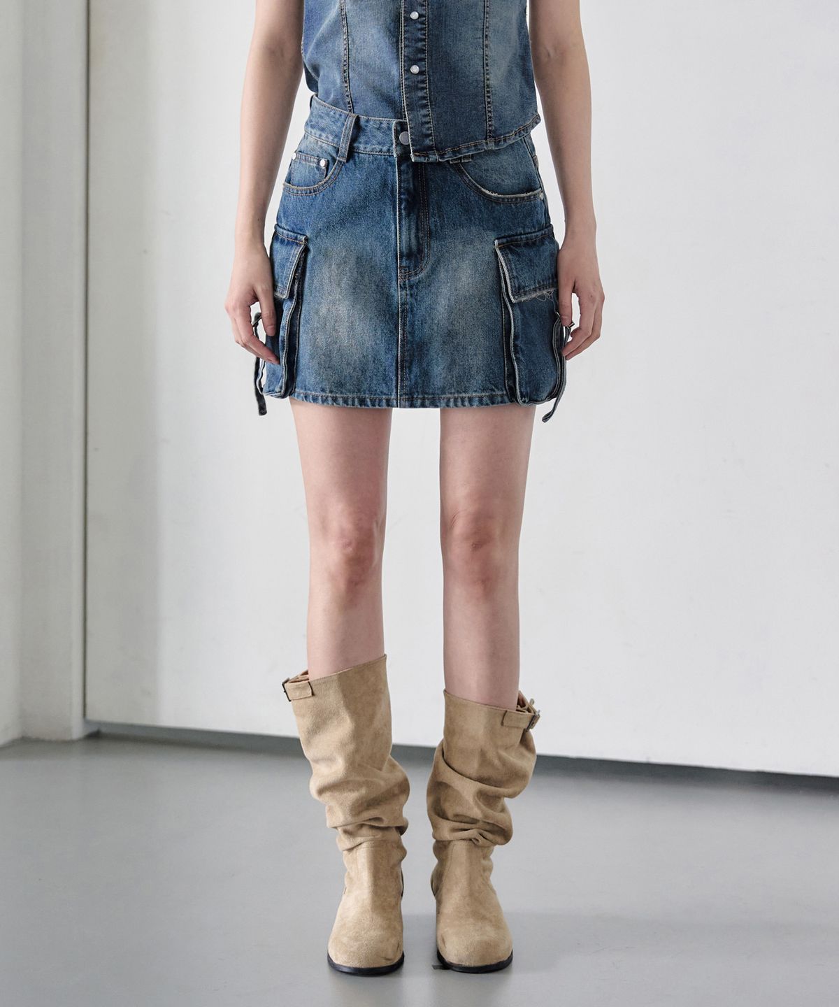 데케트 우먼(DECET WOMEN) Cargo Mini Skirt DCSK004BlueA