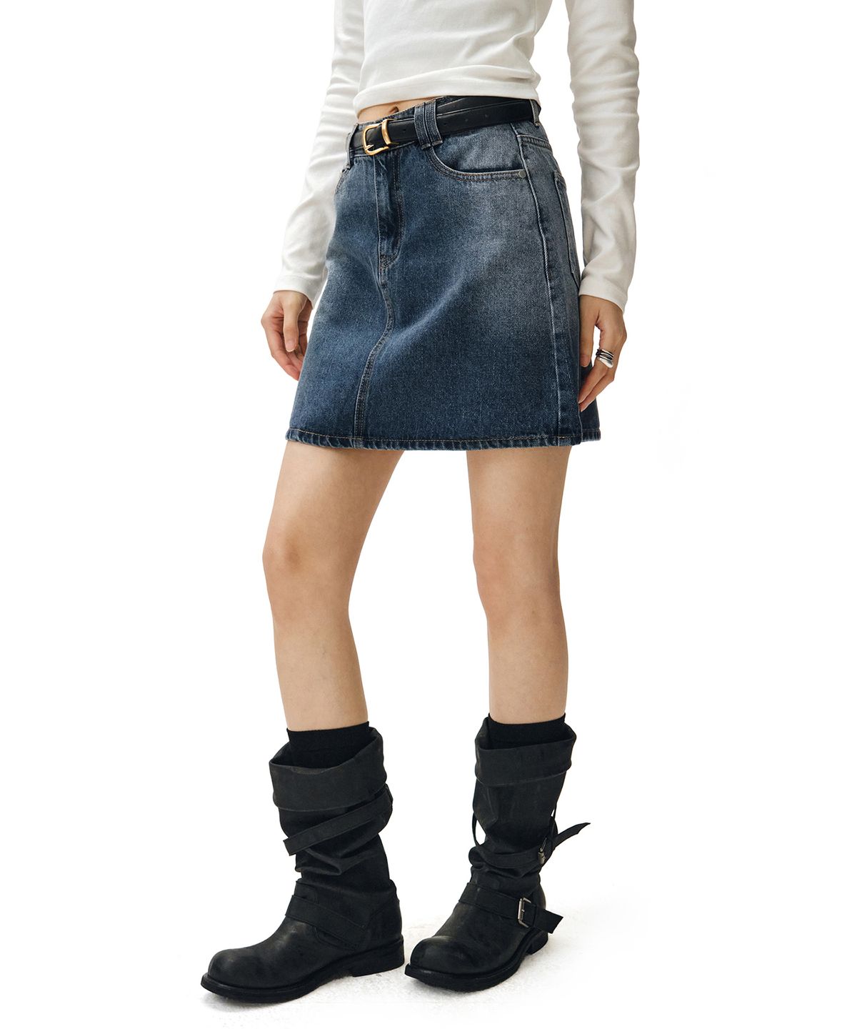데케트 우먼(DECET WOMEN) Signature Mini Skirt DCSK001BlueA