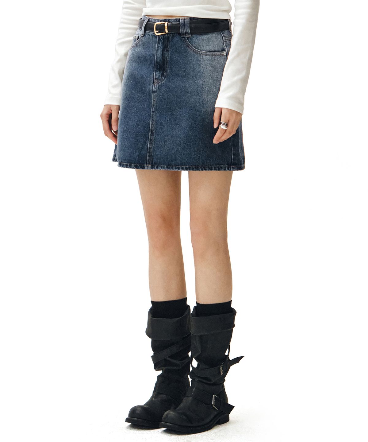 데케트 우먼(DECET WOMEN) Signature Mini Skirt DCSK001BlueA