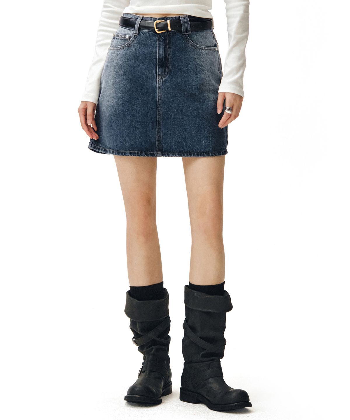 데케트 우먼(DECET WOMEN) Signature Mini Skirt DCSK001BlueA