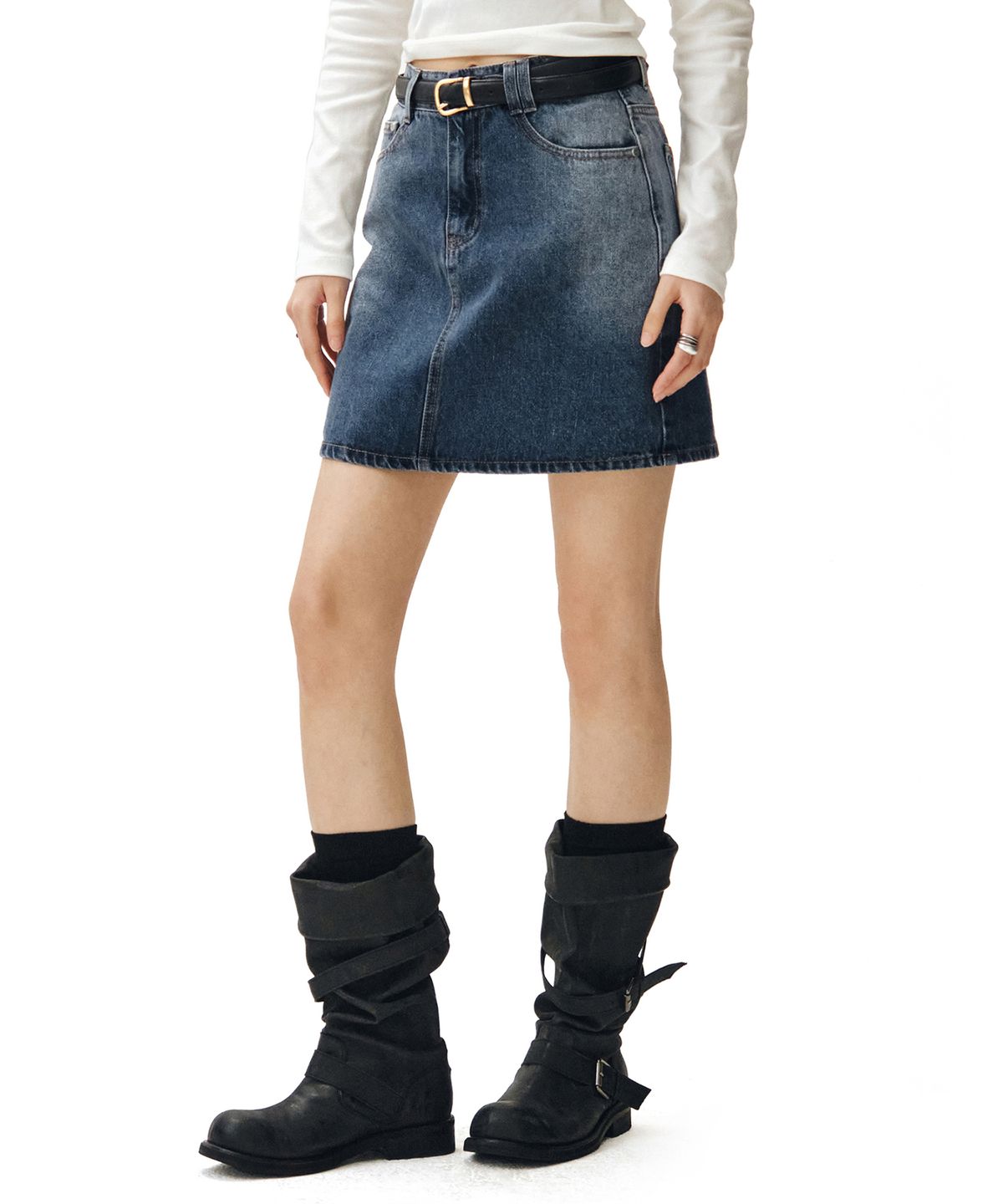 데케트 우먼(DECET WOMEN) Signature Mini Skirt DCSK001BlueA