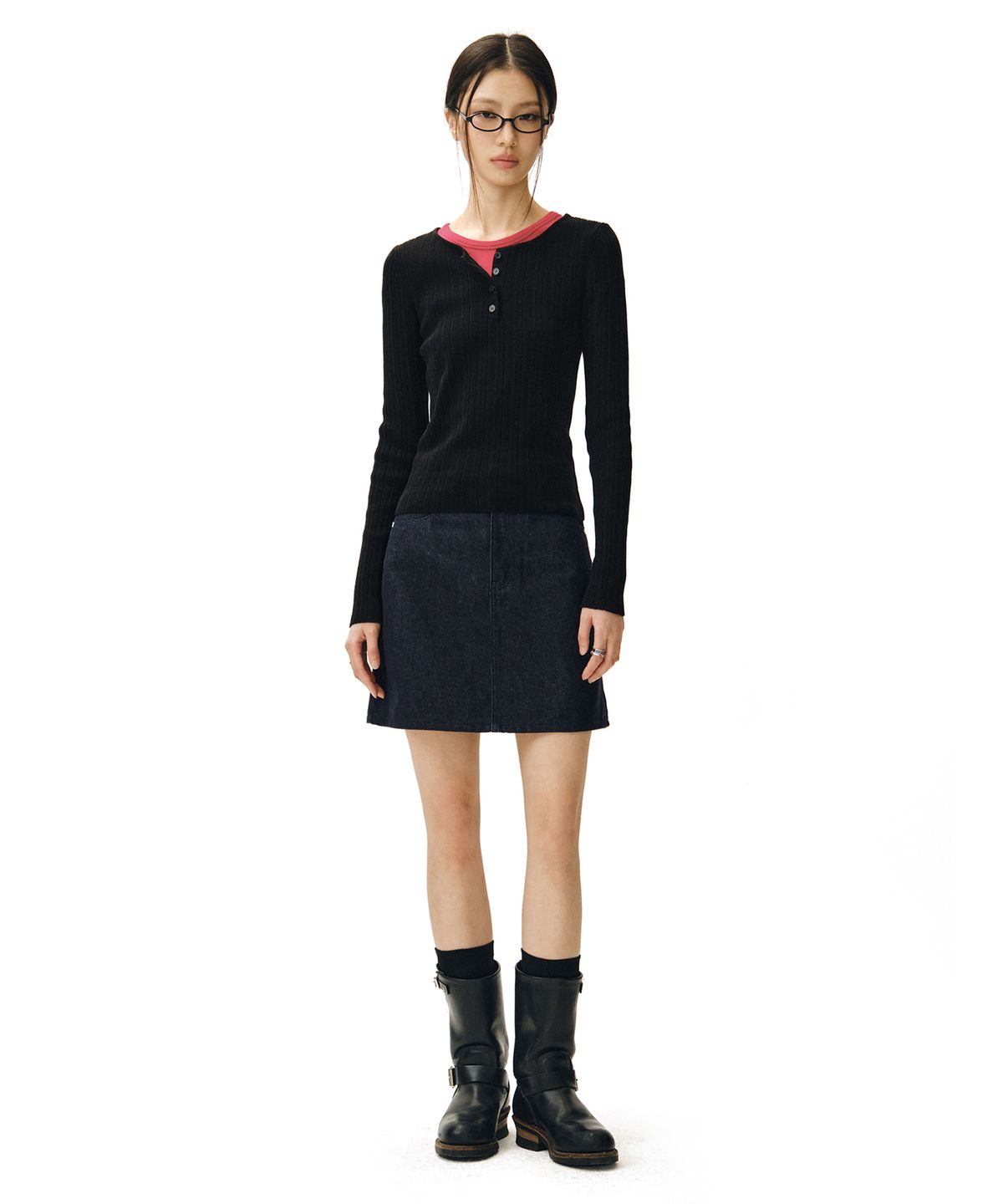 데케트 우먼(DECET WOMEN) Signature Mini Skirt DCSK001CPIndigo