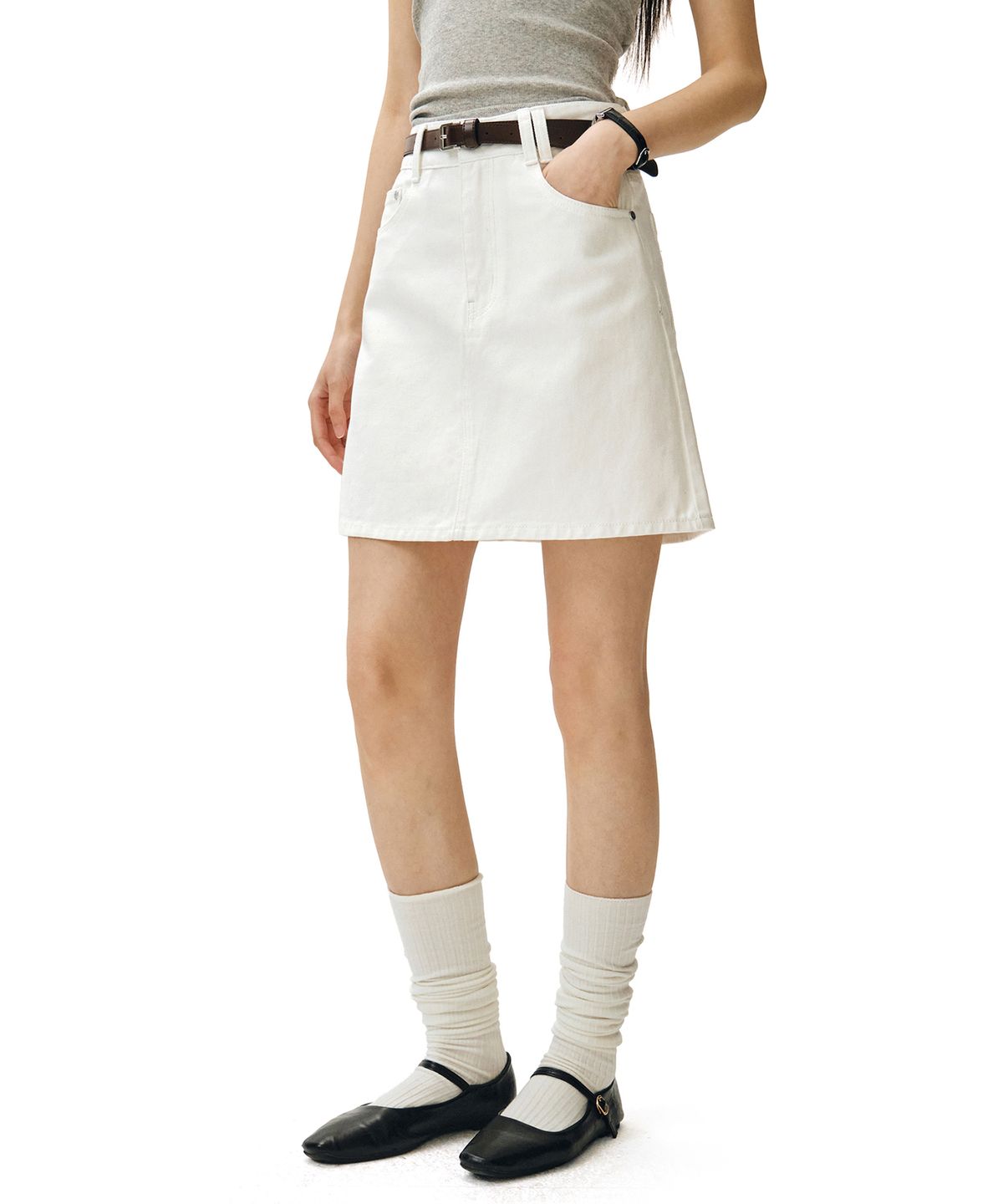 데케트 우먼(DECET WOMEN) Signature Mini Skirt DCSK001Ivory