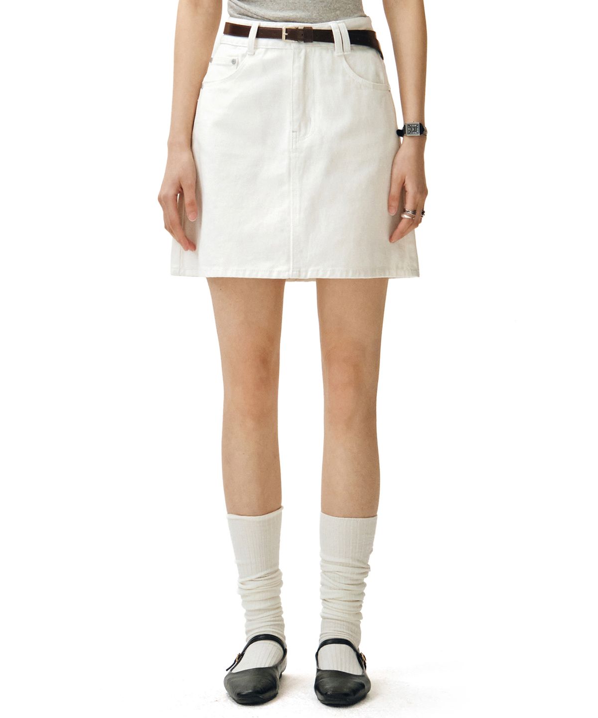 데케트 우먼(DECET WOMEN) Signature Mini Skirt DCSK001Ivory