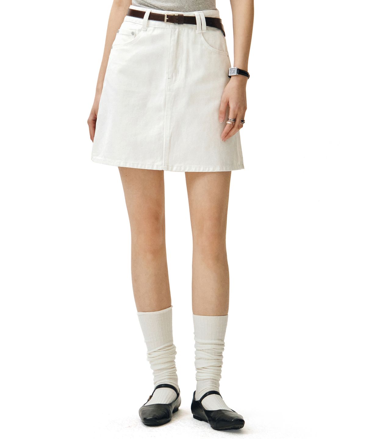 데케트 우먼(DECET WOMEN) Signature Mini Skirt DCSK001Ivory