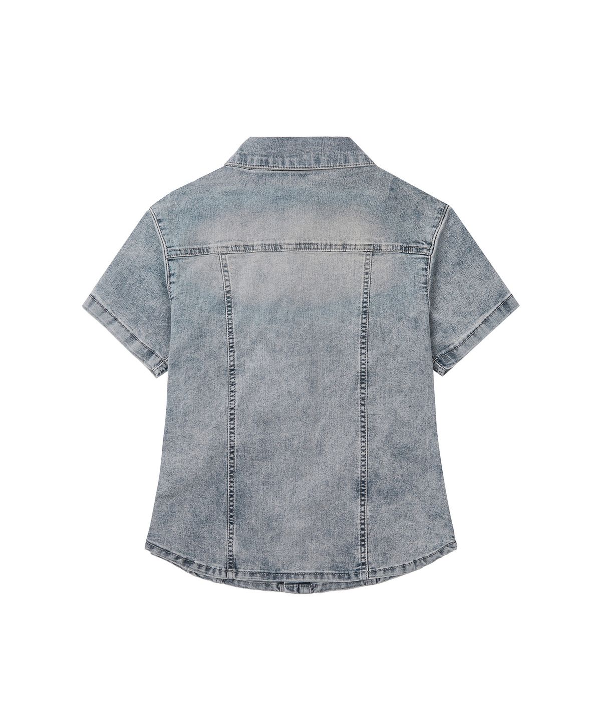 데케트 우먼(DECET WOMEN) Western Slim Denim Short Shirts DCWSH002LBlueA