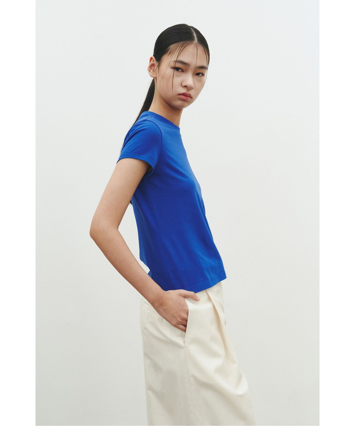 래코드(RECODE) Fitted Cap Sleeve T-shirts_RQTAX25599BUX