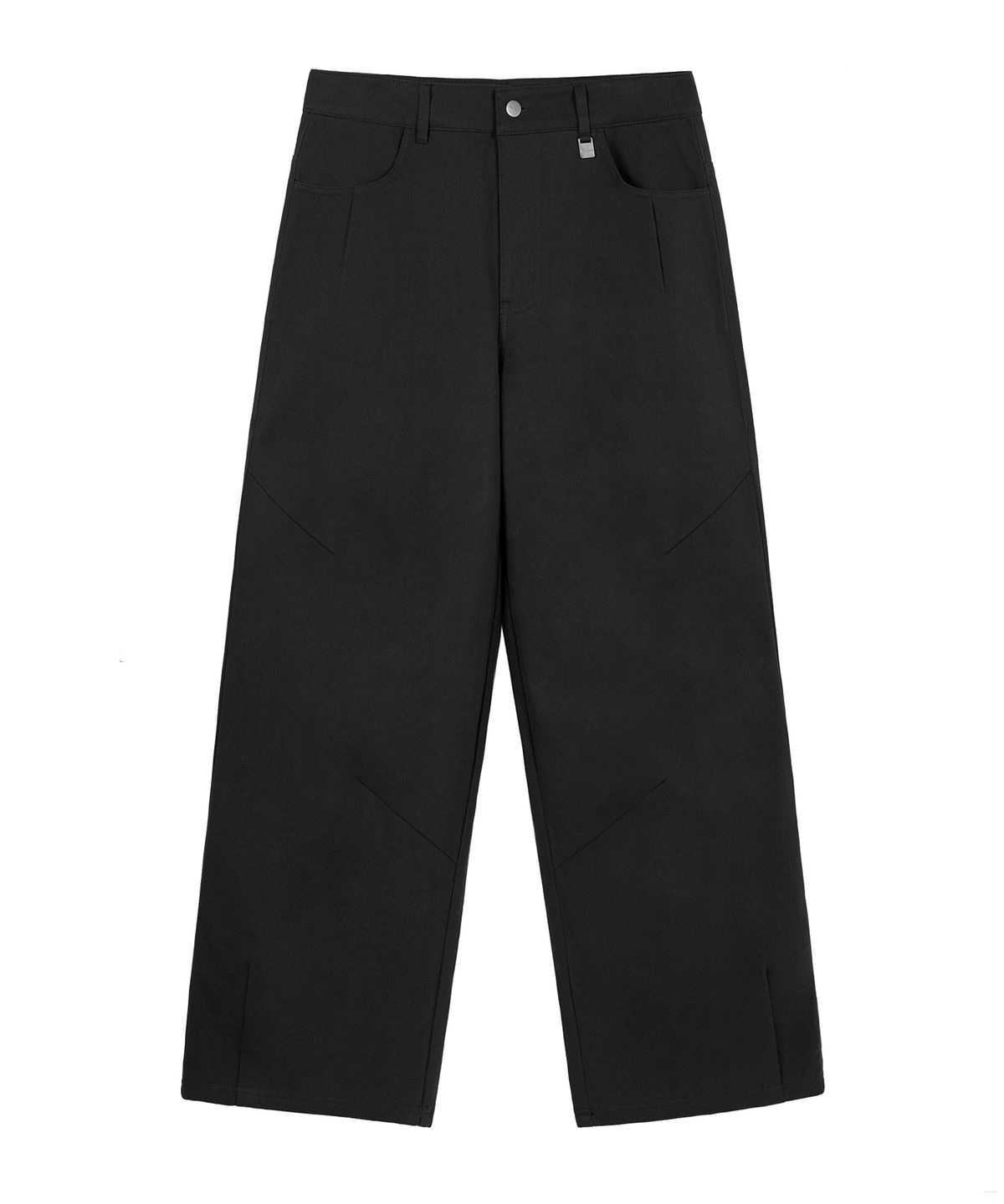 락케이크(ROCKCAKE) Eyelet R Pocket Curved Pants - Black
