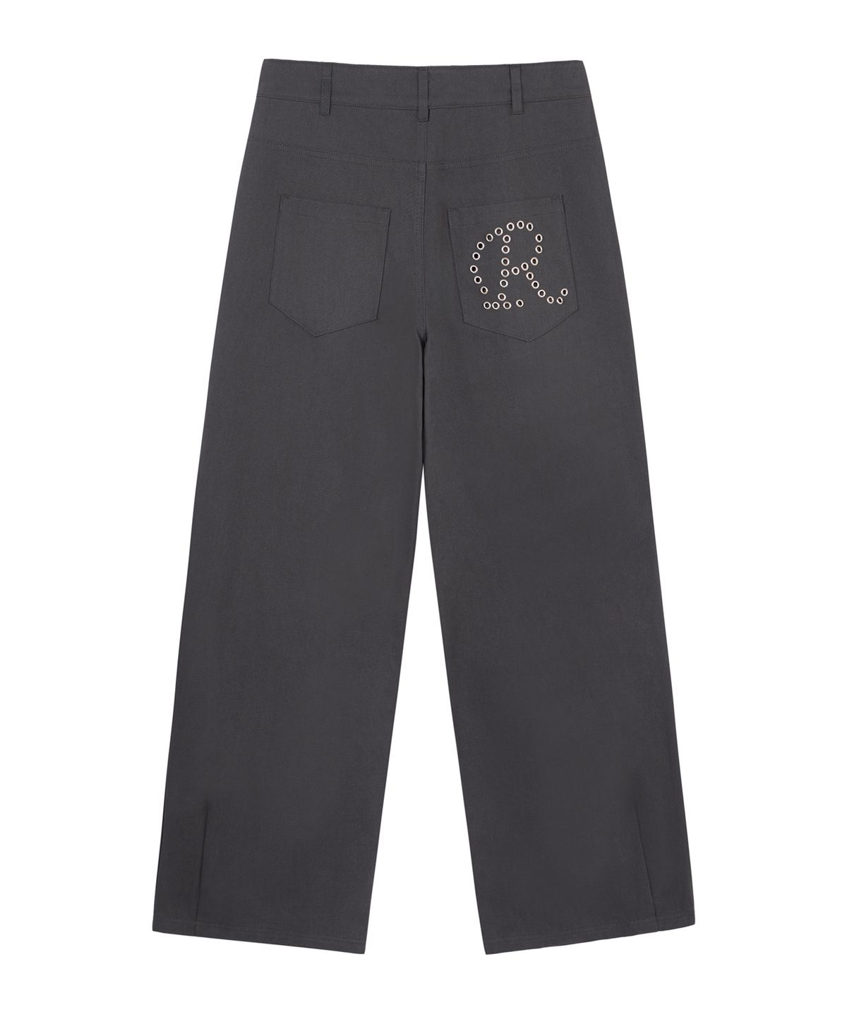 락케이크(ROCKCAKE) Eyelet R Pocket Curved Pants - Charcoal