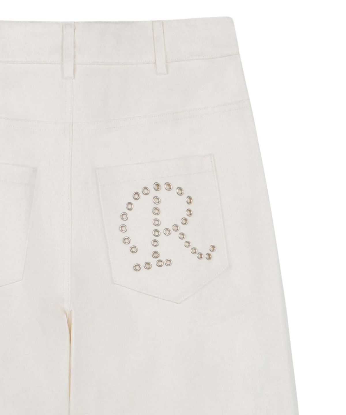 락케이크(ROCKCAKE) Eyelet R Pocket Curved Pants - White