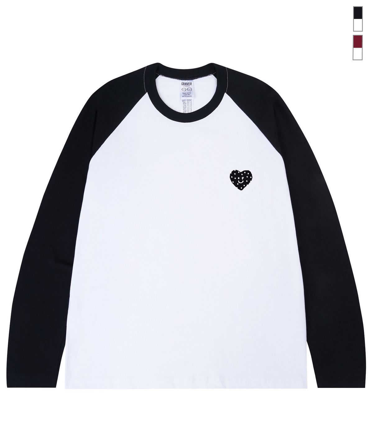 그레이버(GRAVER) [UNISEX]도트하트 래글런 롱슬리브 티셔츠_2color