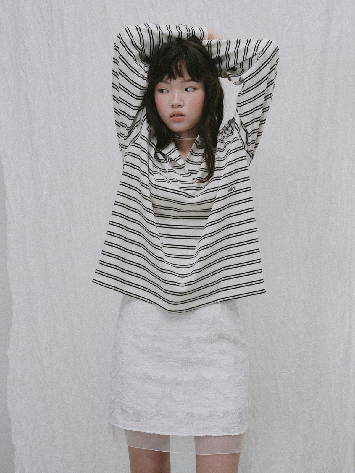 플라드주르(PLATDUJOUR) Flower mini skirt (Black)