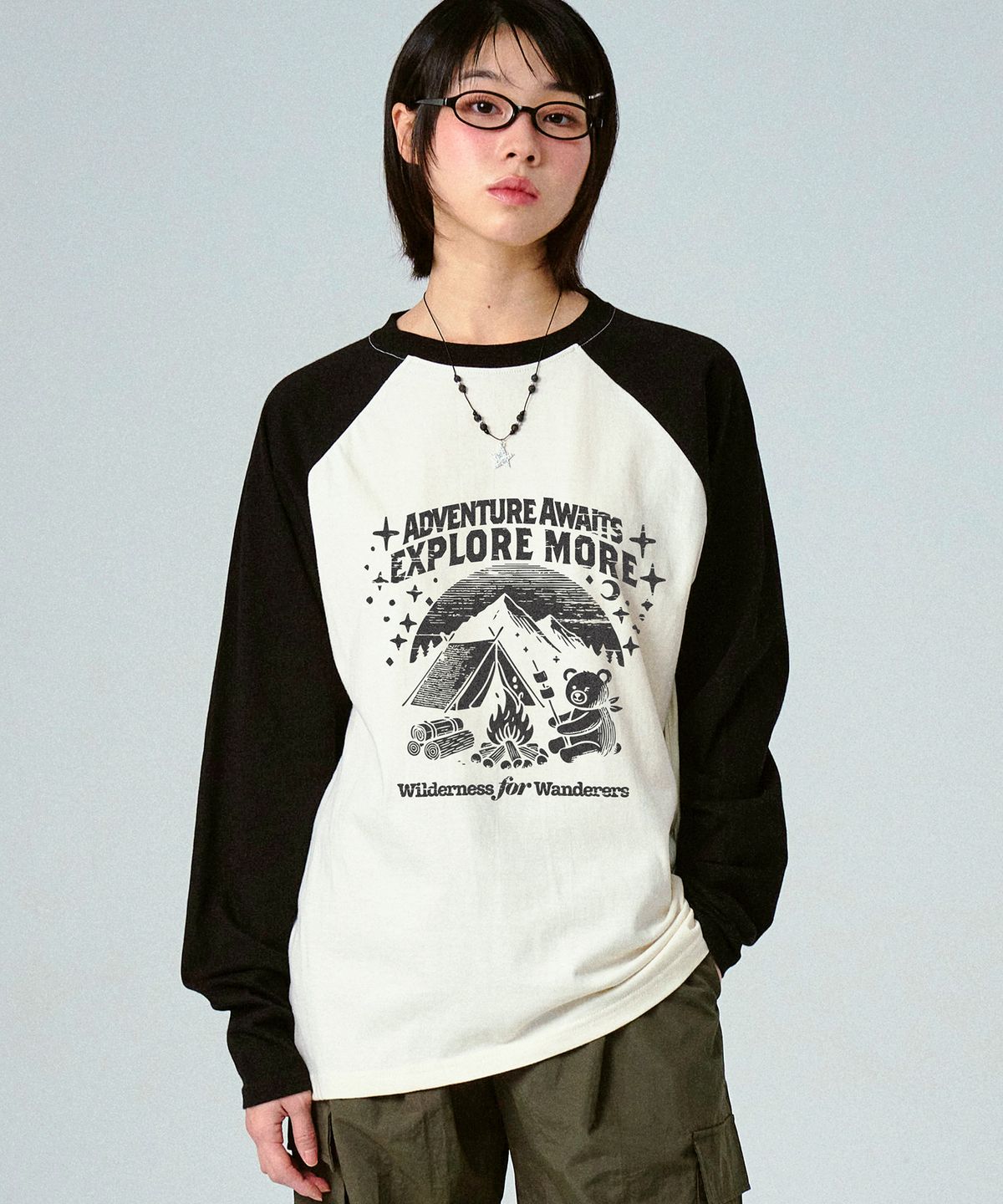 그레이버(GRAVER) [UNISEX]EXPLORE 빈티지 래글런 롱슬리브 티셔츠_3color
