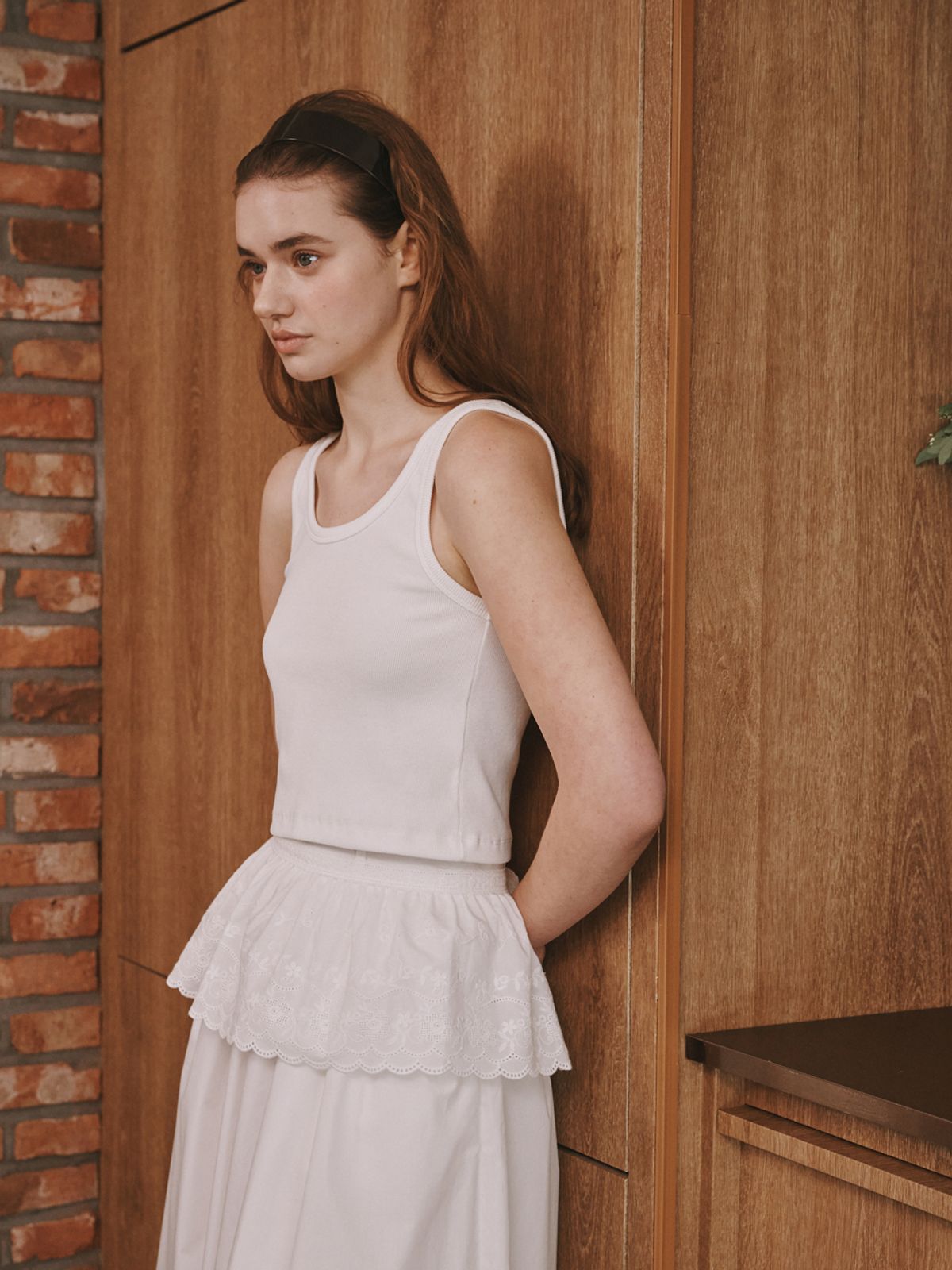 플라드주르(PLATDUJOUR) Flower apron (Ivory)