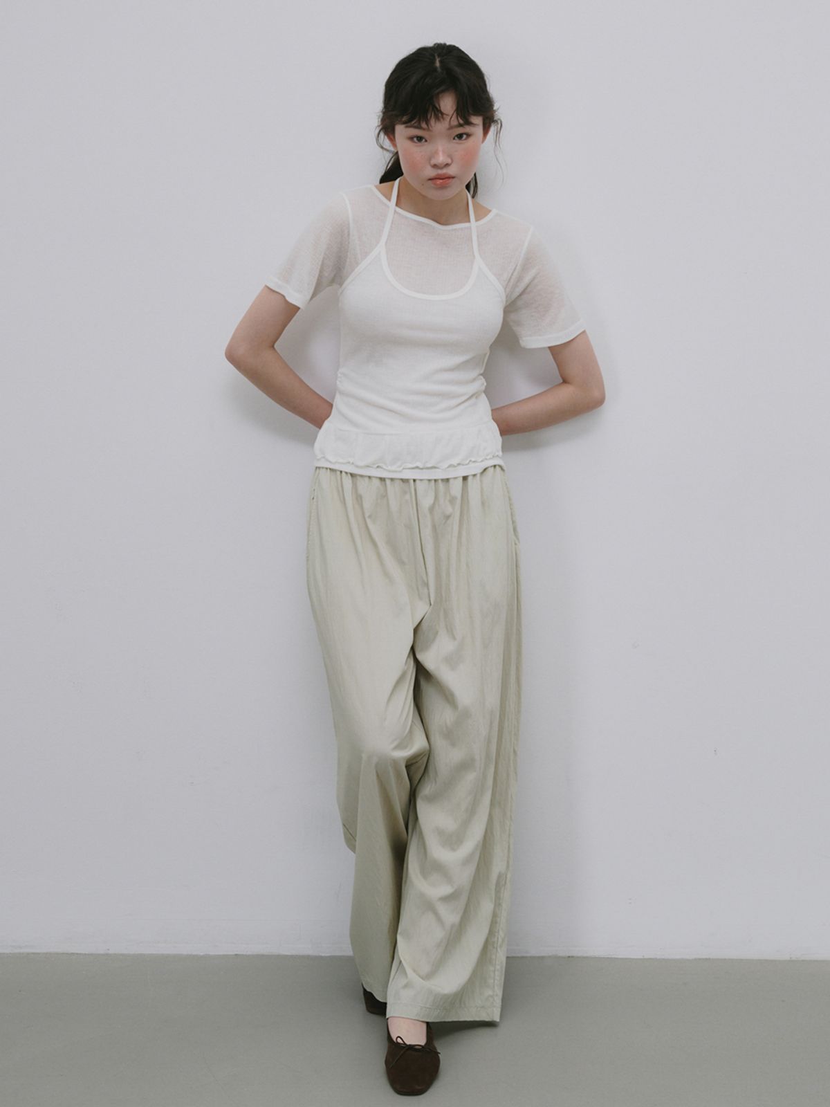 플라드주르(PLATDUJOUR) Wide banding pants (Mint)