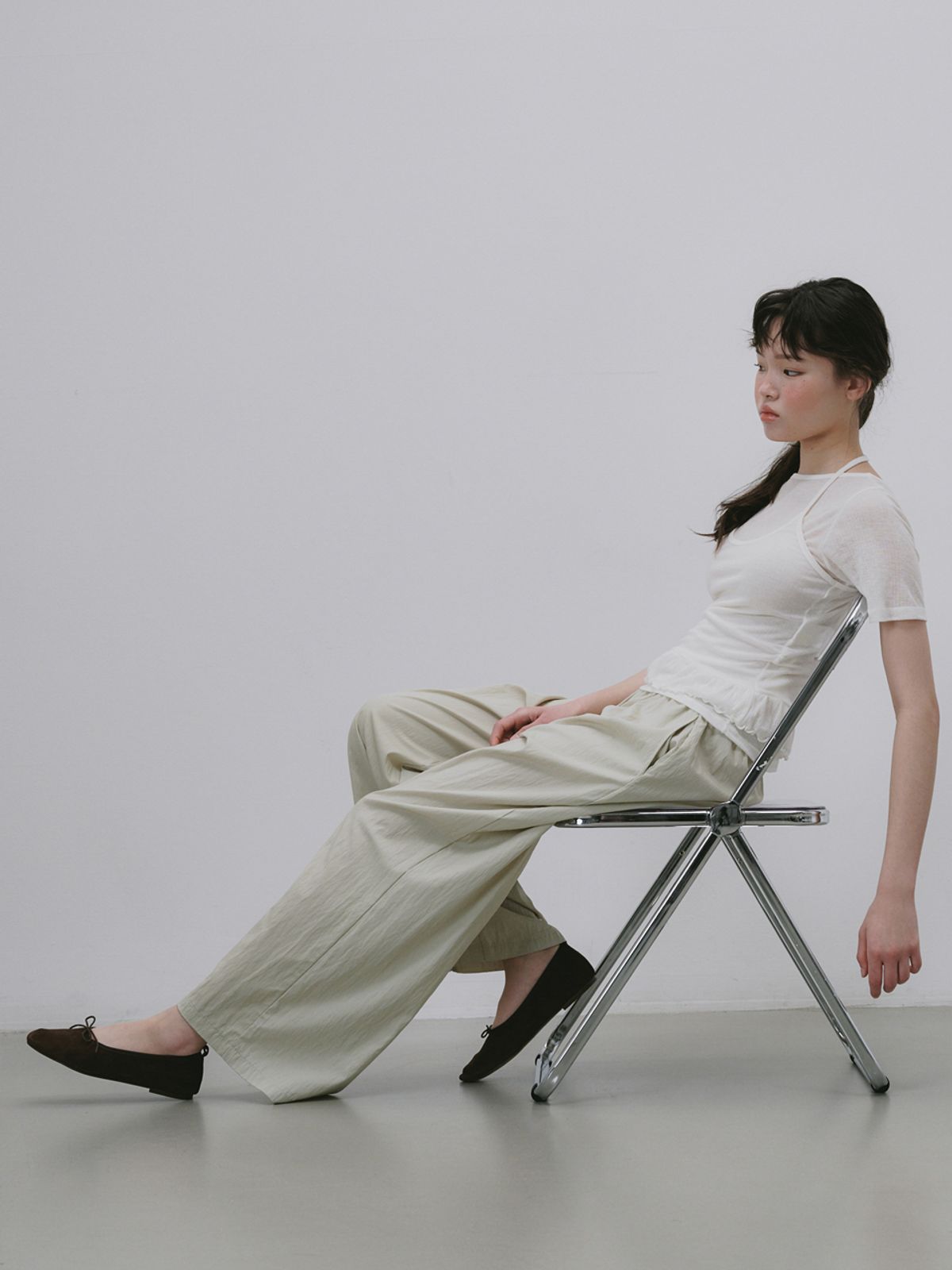 플라드주르(PLATDUJOUR) Wide banding pants (Mint)