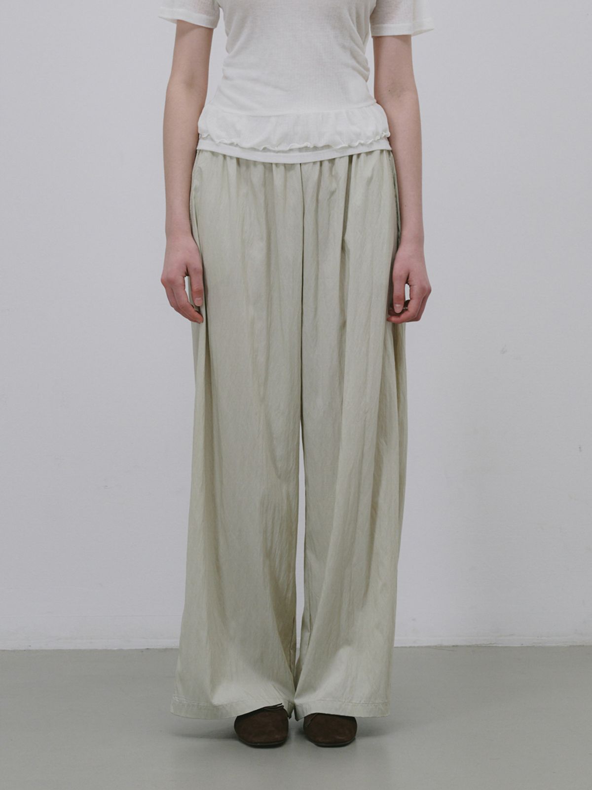 플라드주르(PLATDUJOUR) Wide banding pants (Mint)