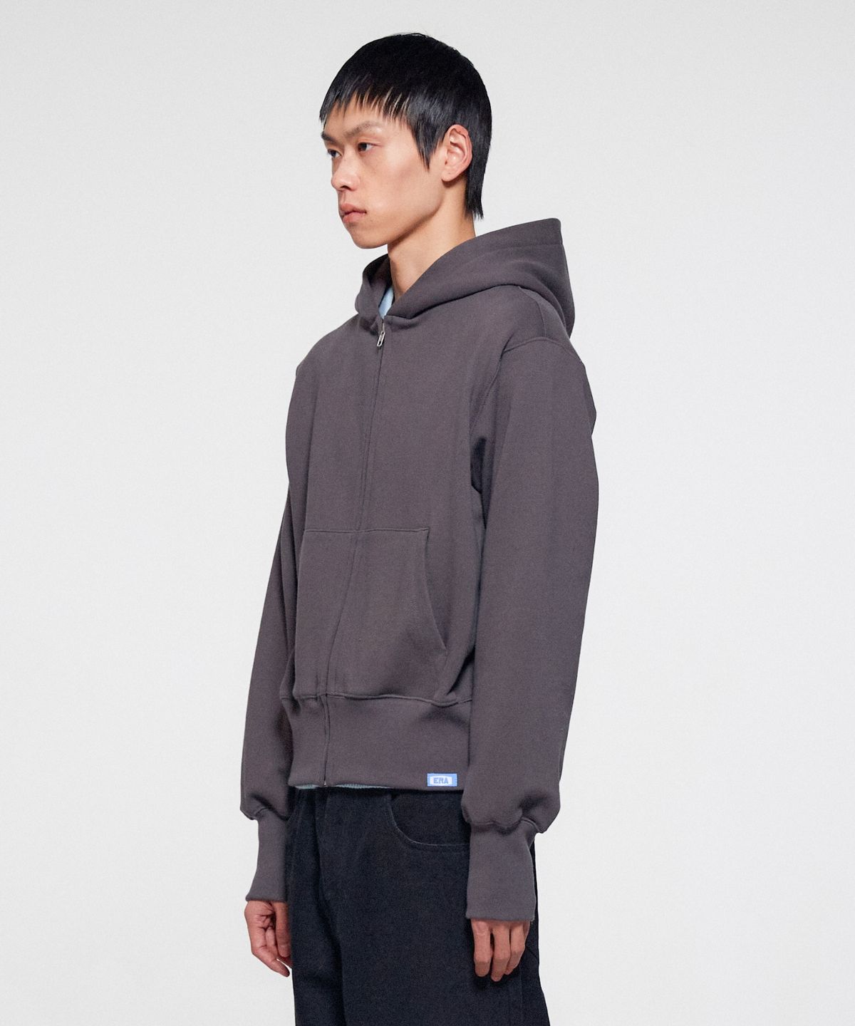 이알에이(ERA) UNISEX ERA HEAVY HOODED ZIP-UP - STONE GRAY