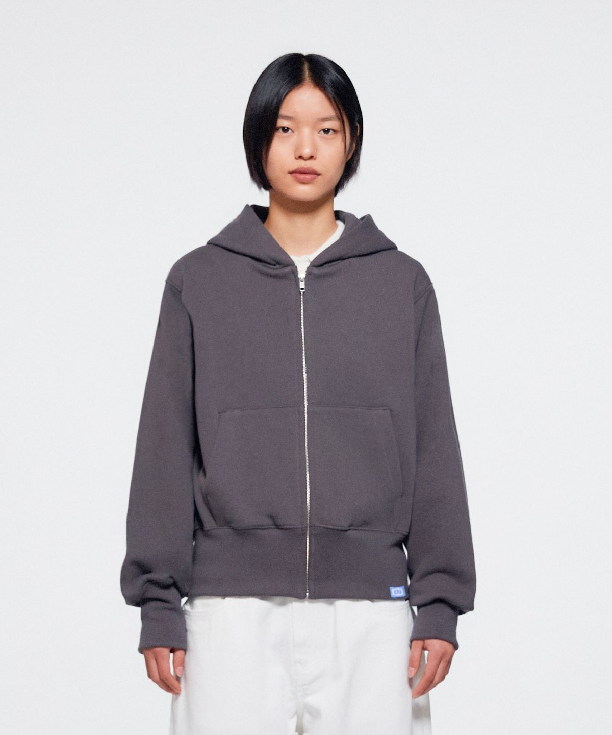 이알에이(ERA) UNISEX ERA HEAVY HOODED ZIP-UP - STONE GRAY
