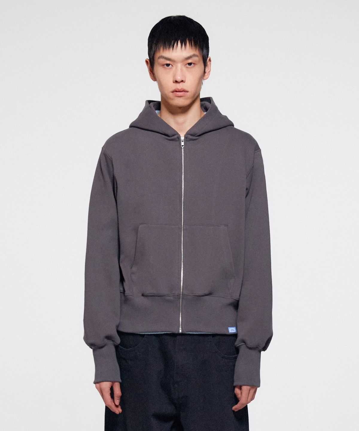 이알에이(ERA) UNISEX ERA HEAVY HOODED ZIP-UP - STONE GRAY