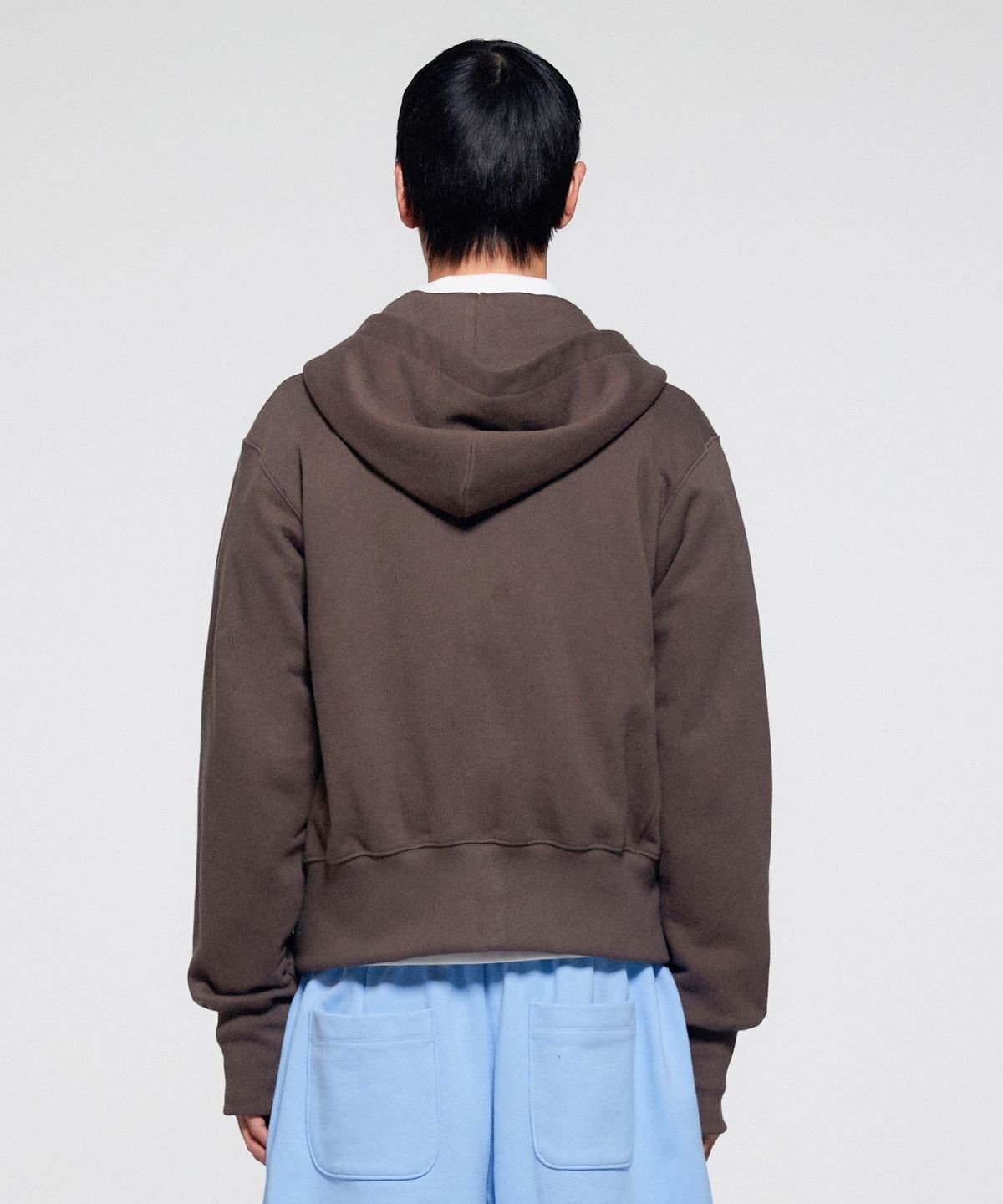 이알에이(ERA) UNISEX ERA HEAVY HOODED ZIP-UP - BROWN