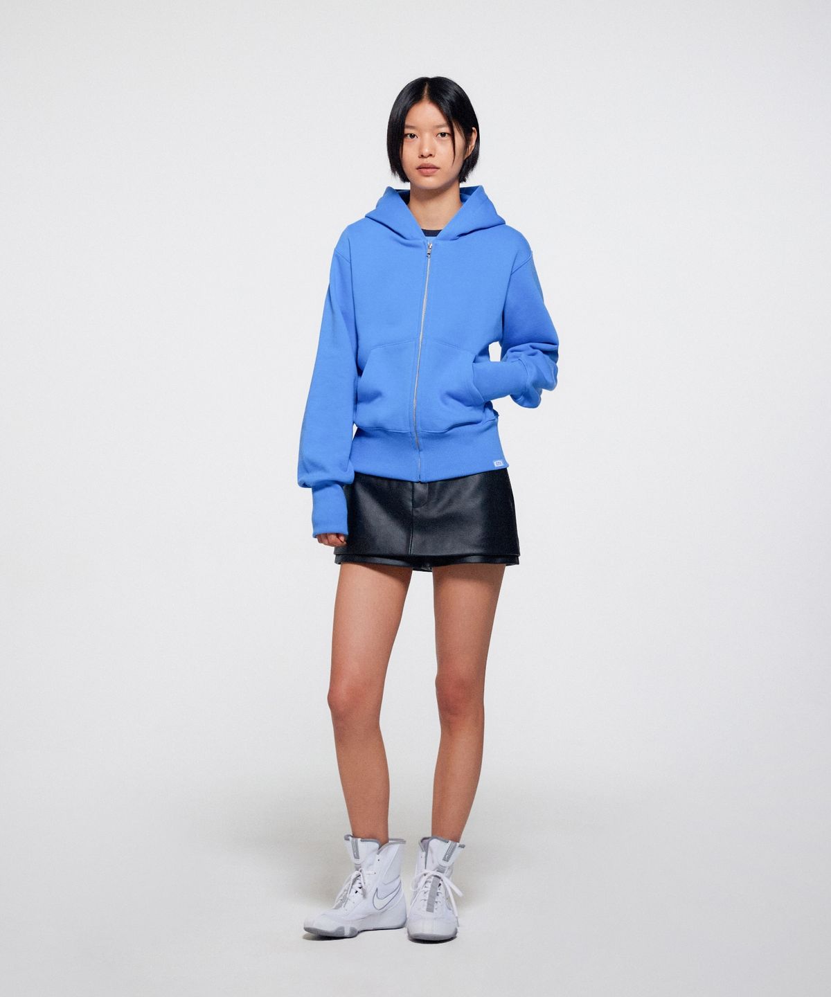 이알에이(ERA) UNISEX ERA HEAVY HOODED ZIP-UP - BLUE